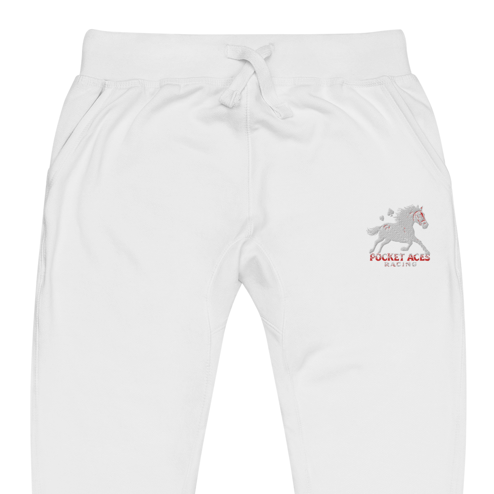 Unisex fleece sweatpants - Embroidered white sunset bay