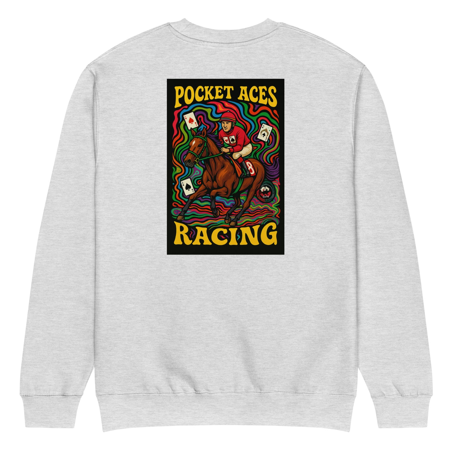 Unisex premium crew neck sweatshirt - Groovy Horse & Jockey (back print)