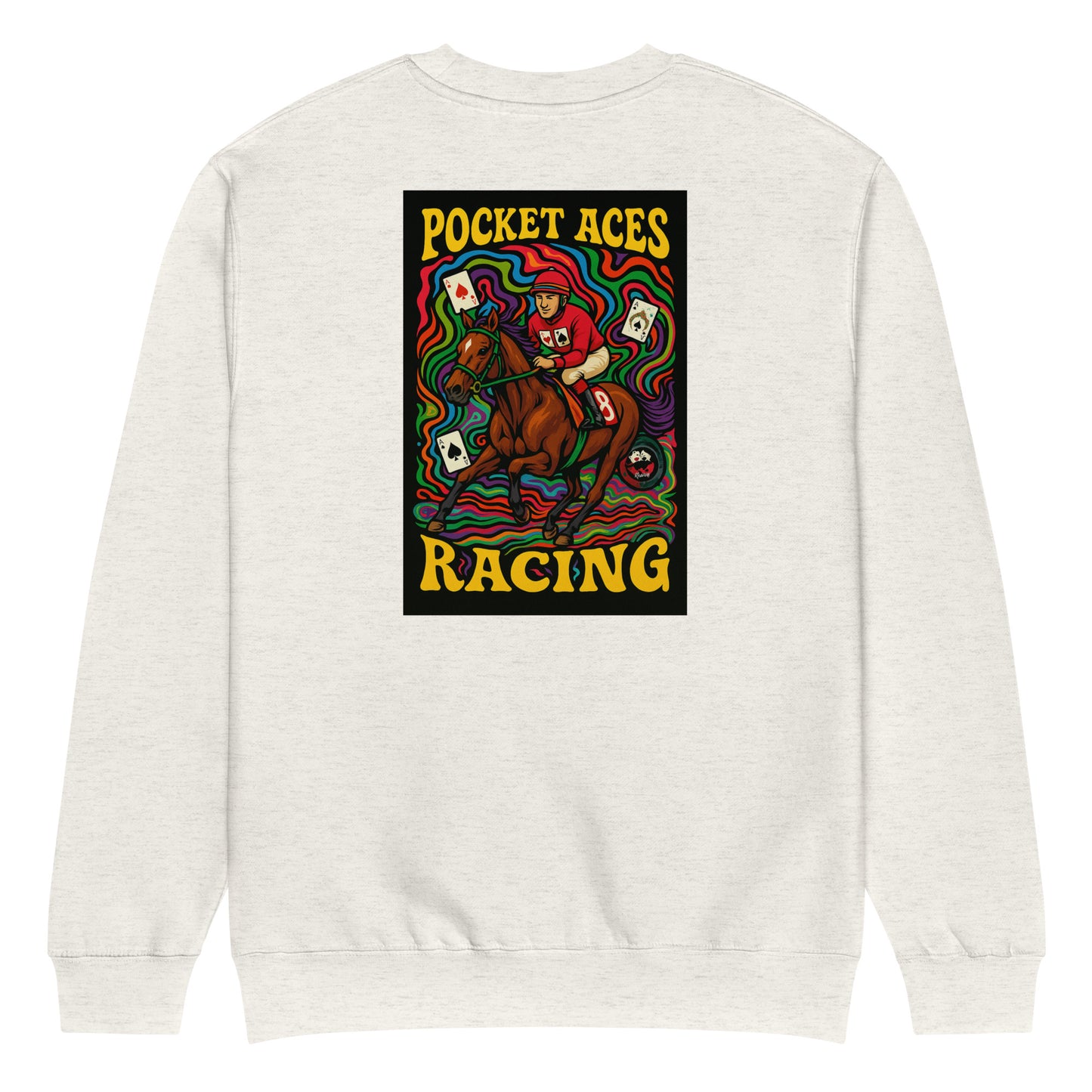 Unisex premium crew neck sweatshirt - Groovy Horse & Jockey (back print)