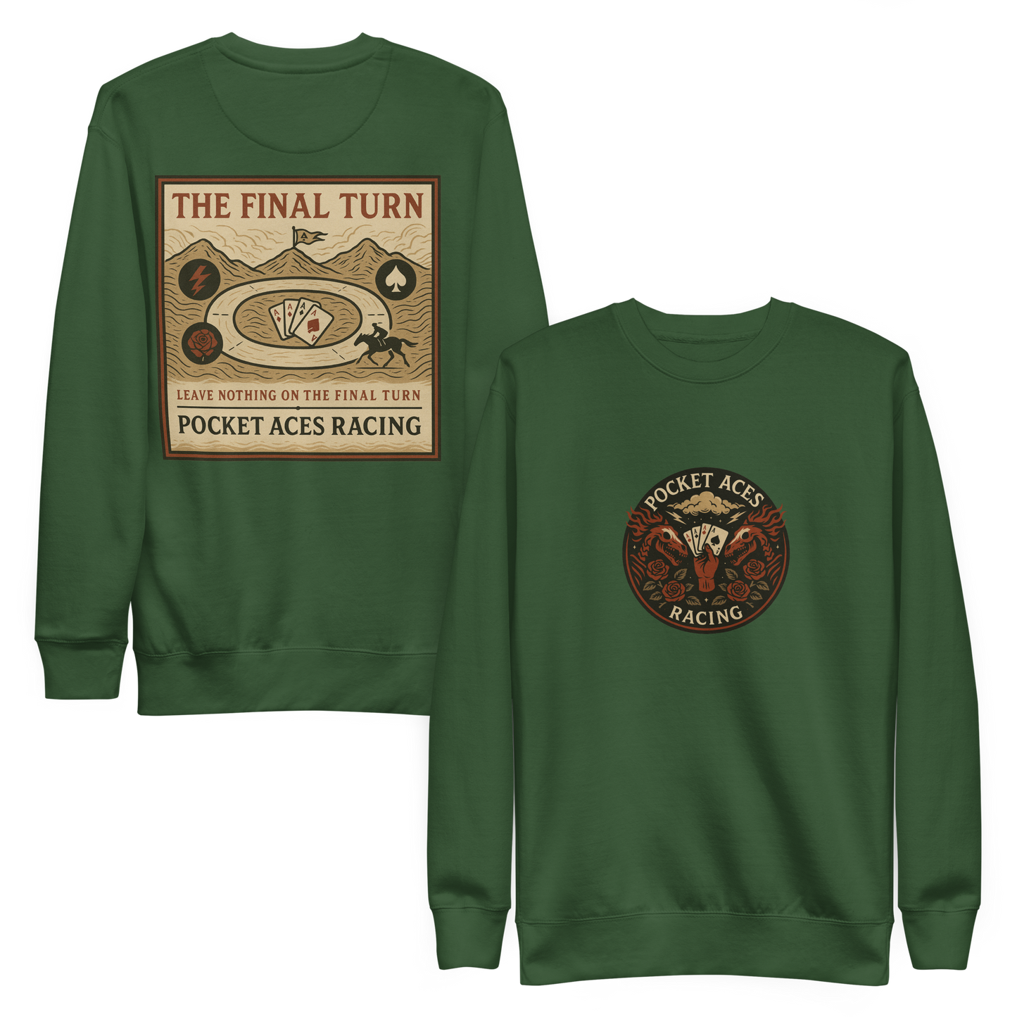 Unisex Premium Sweatshirt - Deal of the Storm (front) + The Final Turn (back)