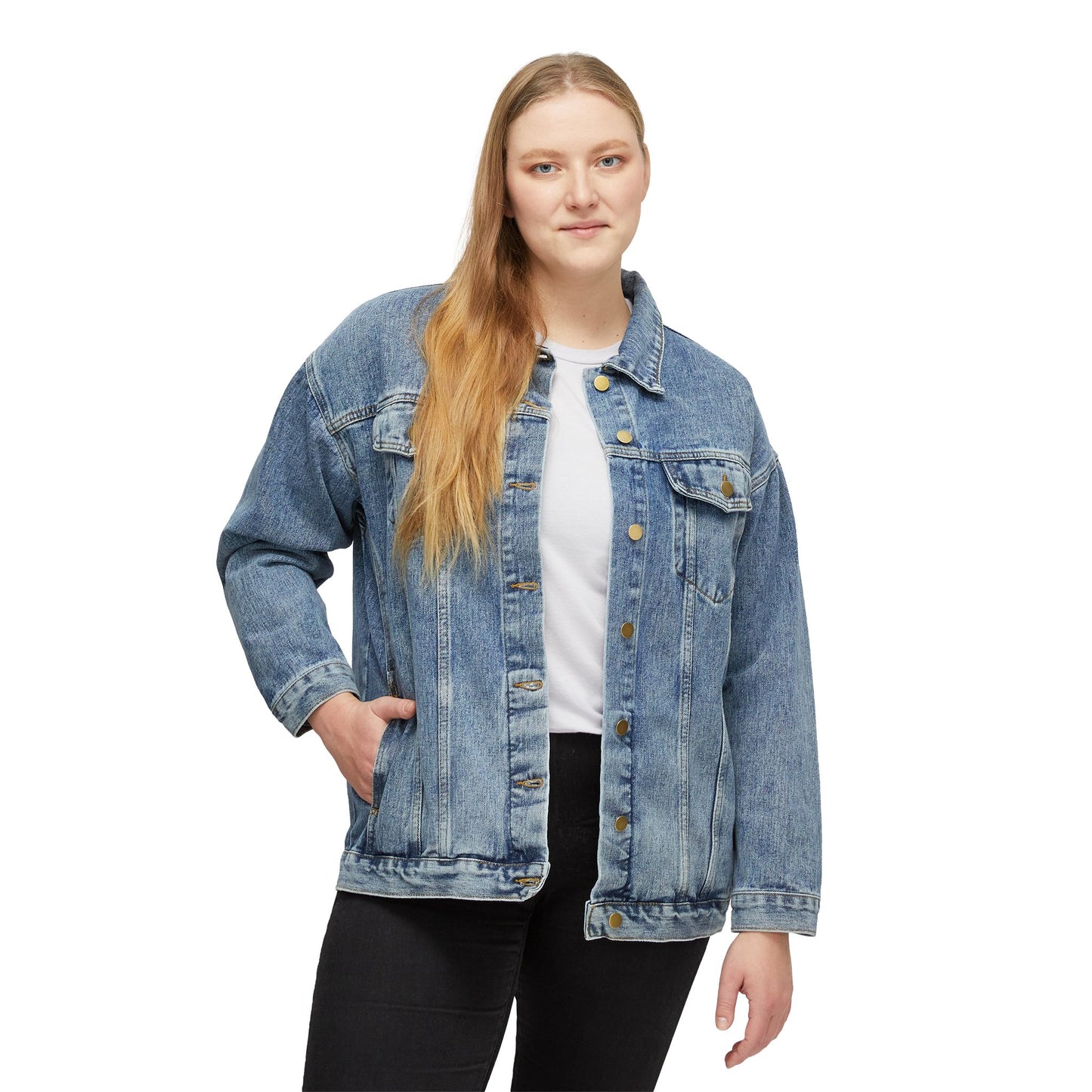 Women's Denim Jacket - Antique Aces & Text logo