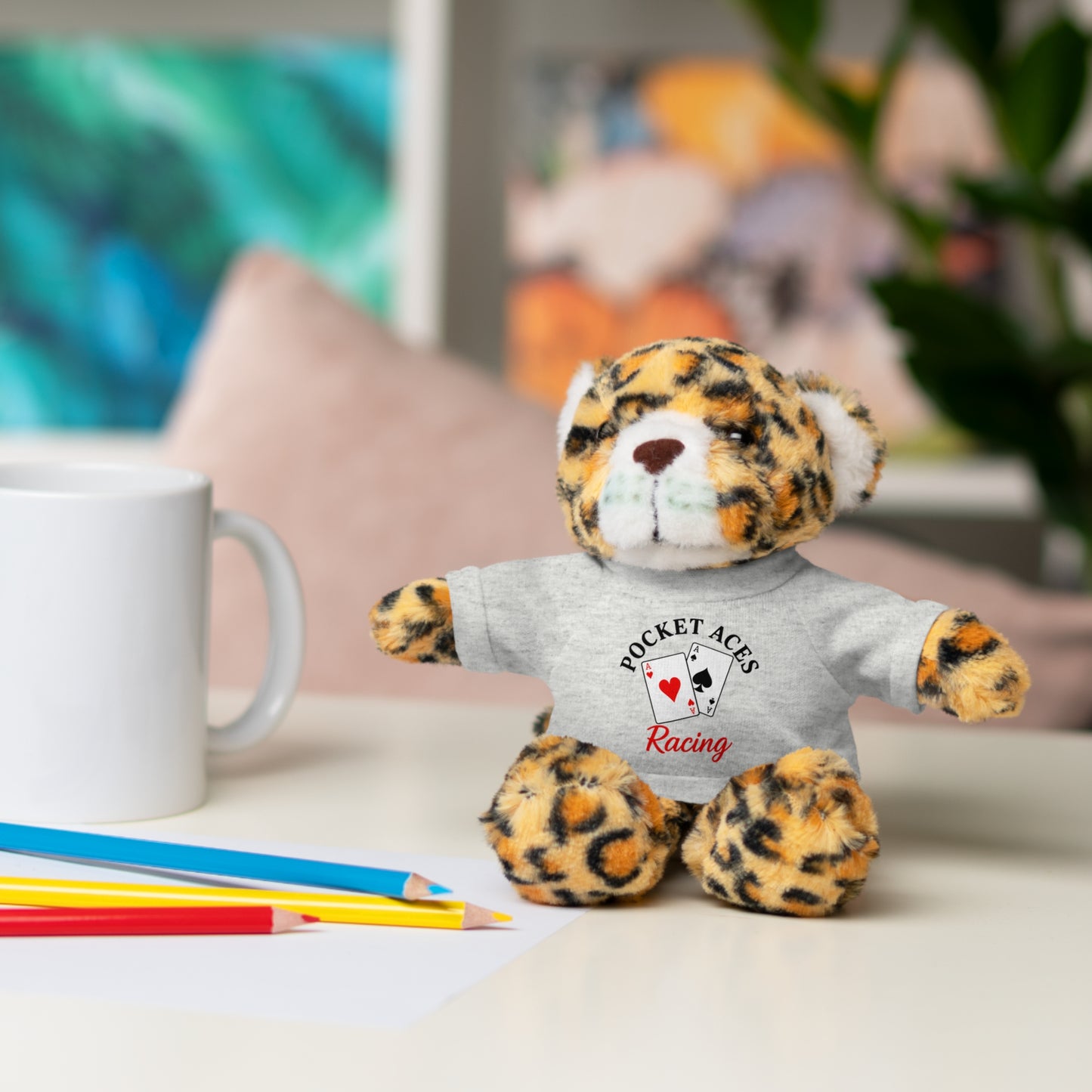 Stuffed Animals with Cards & Text logo Tee
