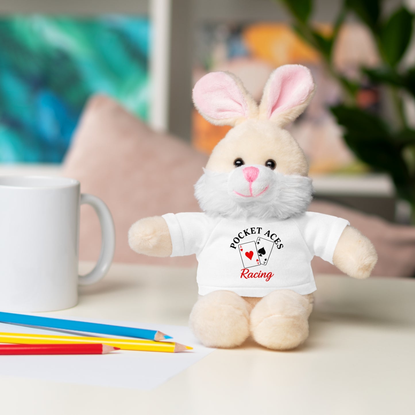 Stuffed Animals with Cards & Text logo Tee