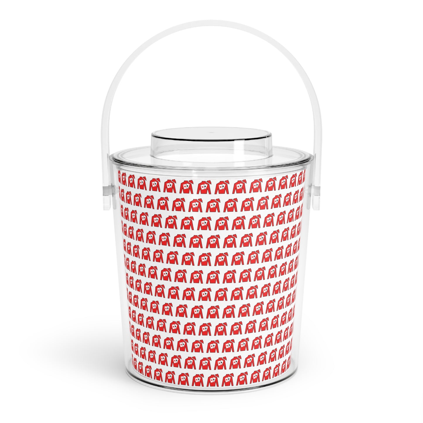 Ice Bucket with Tongs - Silks pattern over white