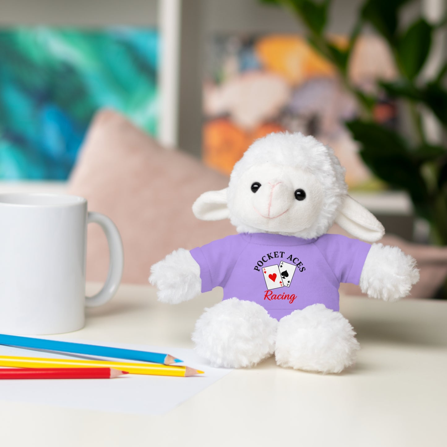 Stuffed Animals with Cards & Text logo Tee