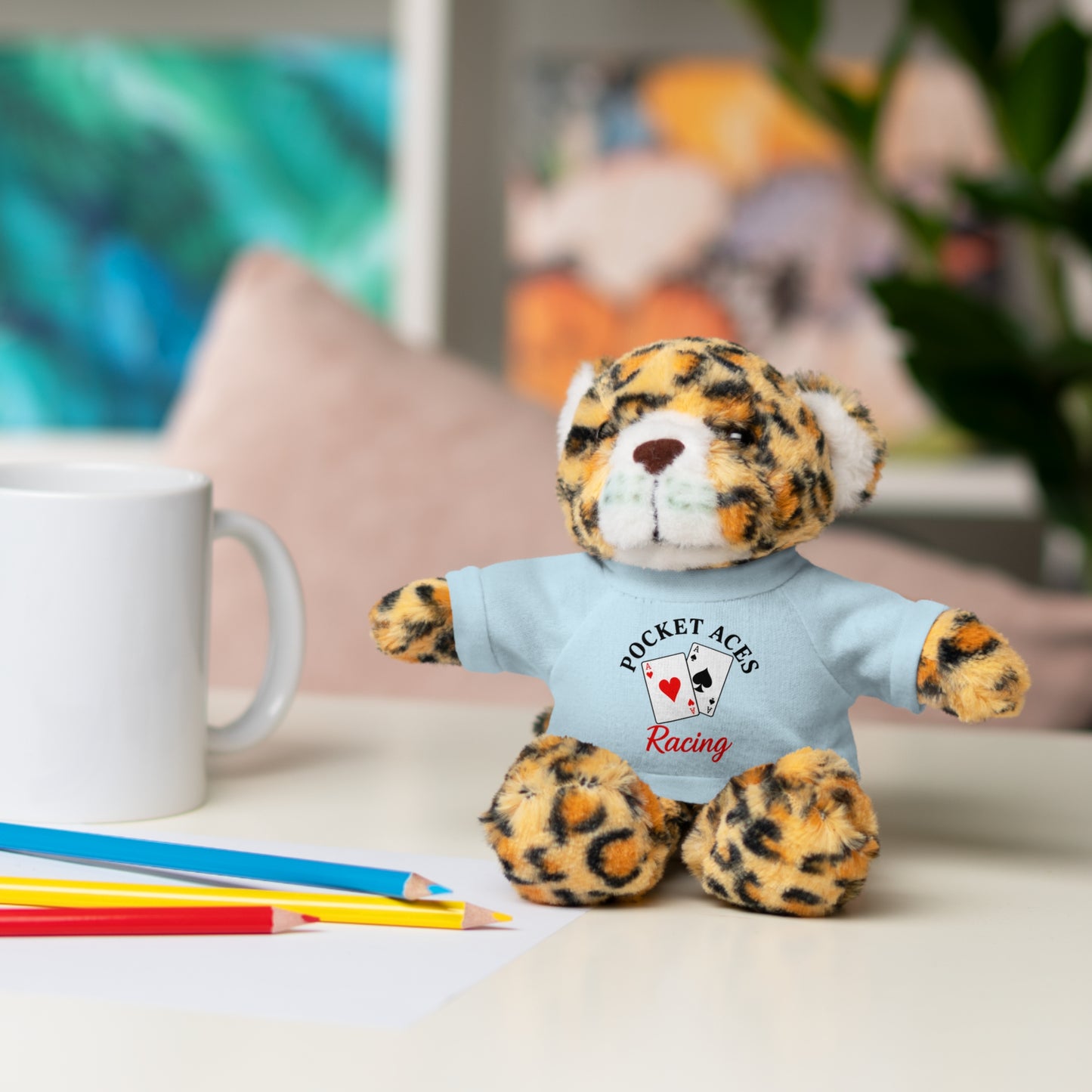 Stuffed Animals with Cards & Text logo Tee