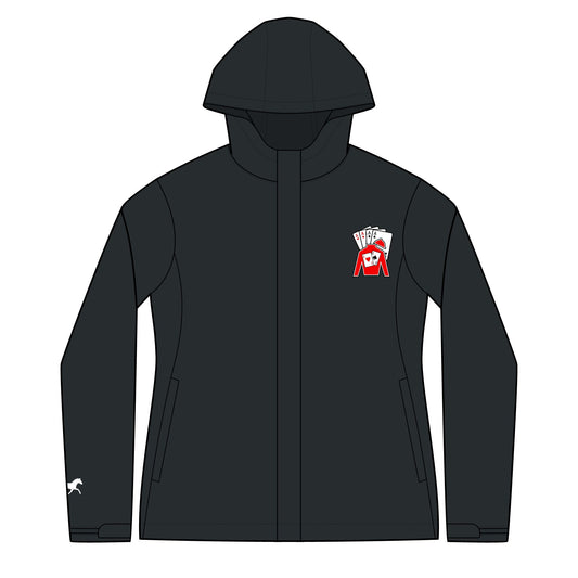 Women's Arcadia Jacket - Cards behind silks logo (chest) + Groovy text & SIlks logo (back) + White horse logo sleeve detail