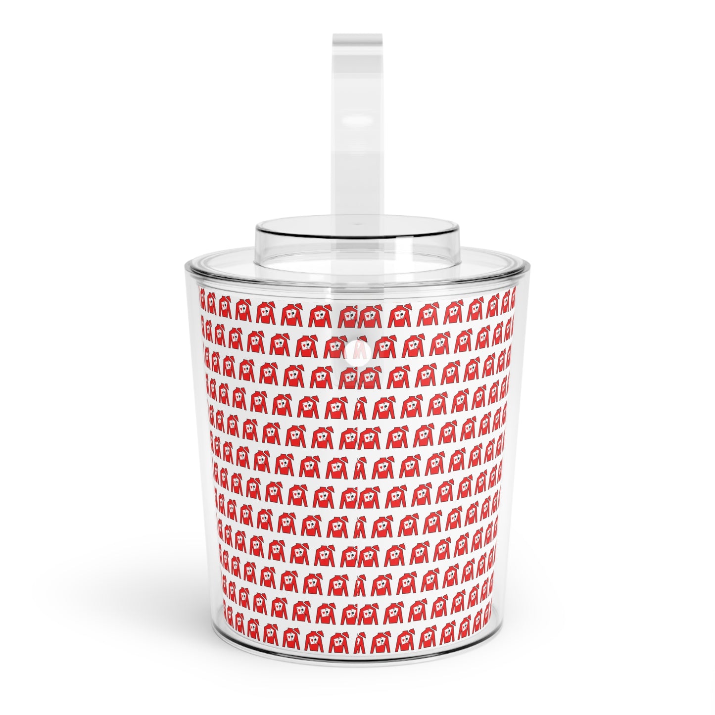 Ice Bucket with Tongs - Silks pattern over white