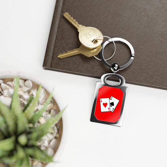 Casino Playing Cards Rectangle Photo Keyring
