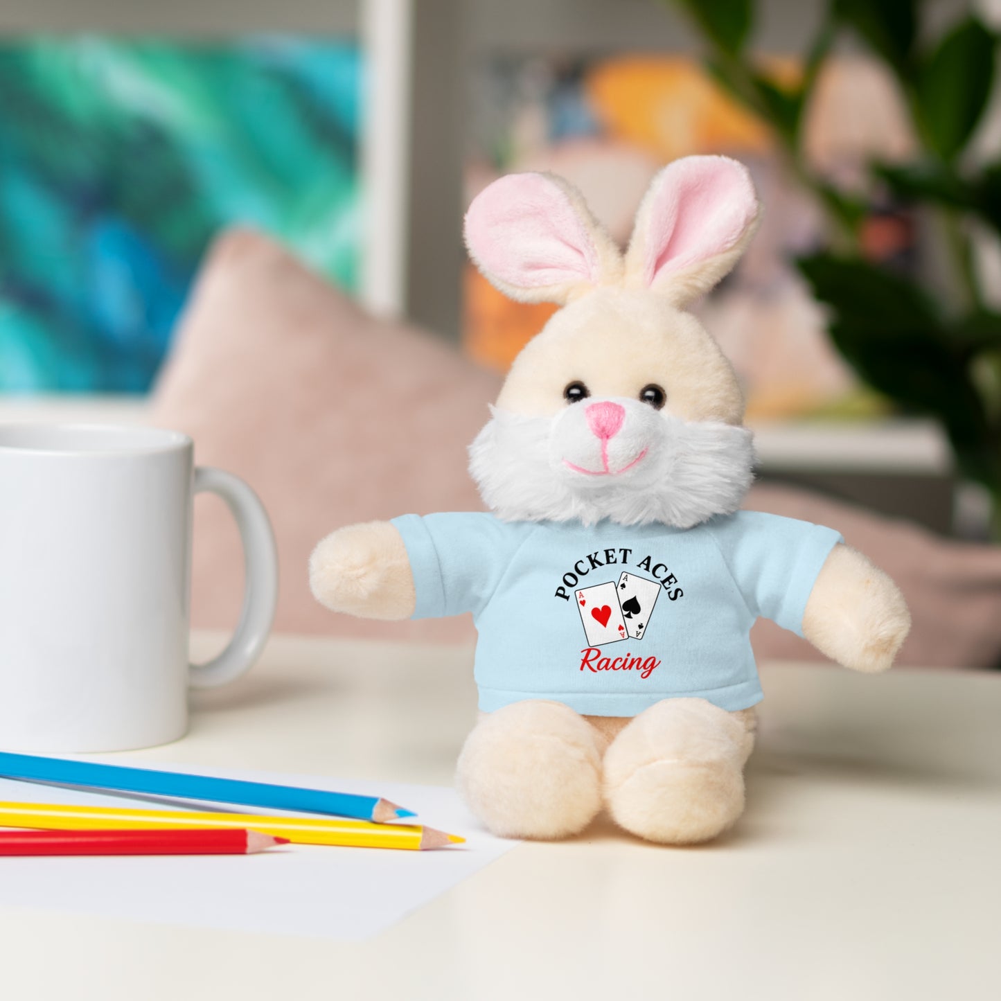 Stuffed Animals with Cards & Text logo Tee