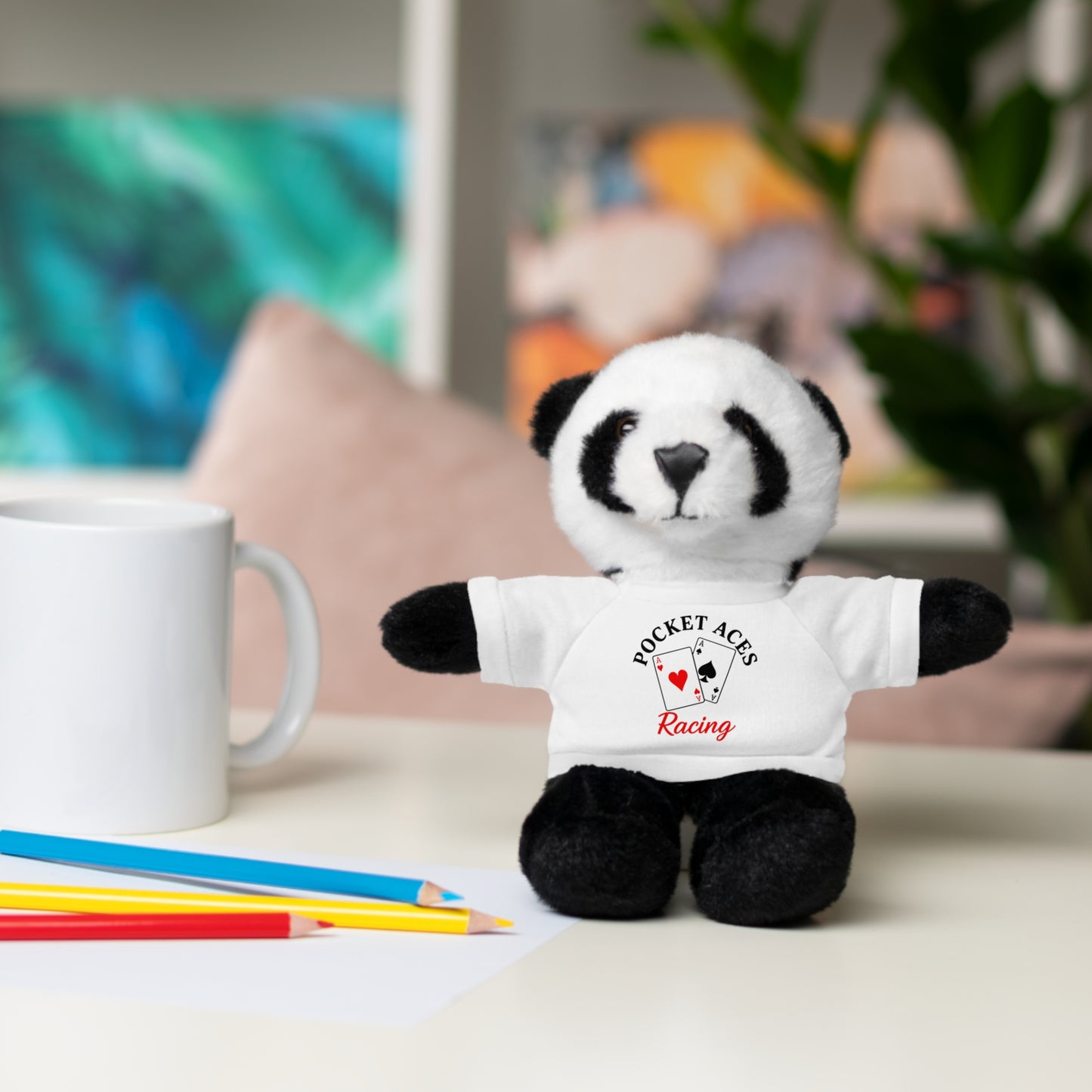 Stuffed Animals with Cards & Text logo Tee