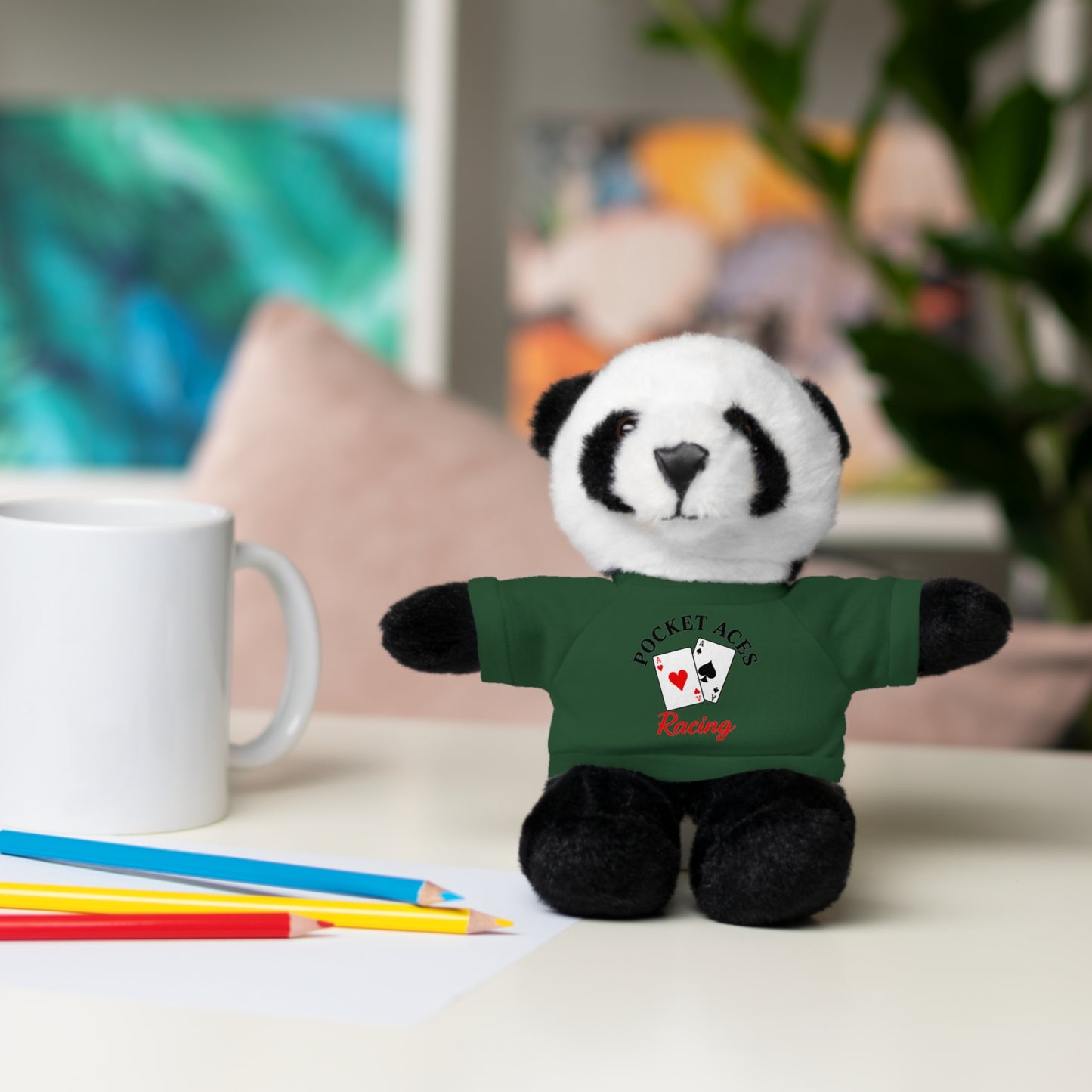 Stuffed Animals with Cards & Text logo Tee
