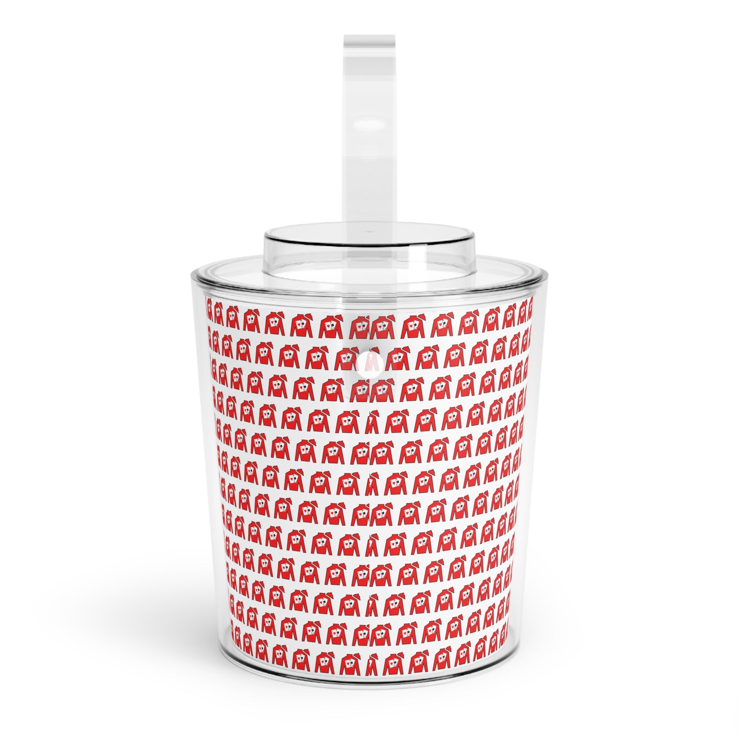 Ice Bucket with Tongs - Silks pattern over white