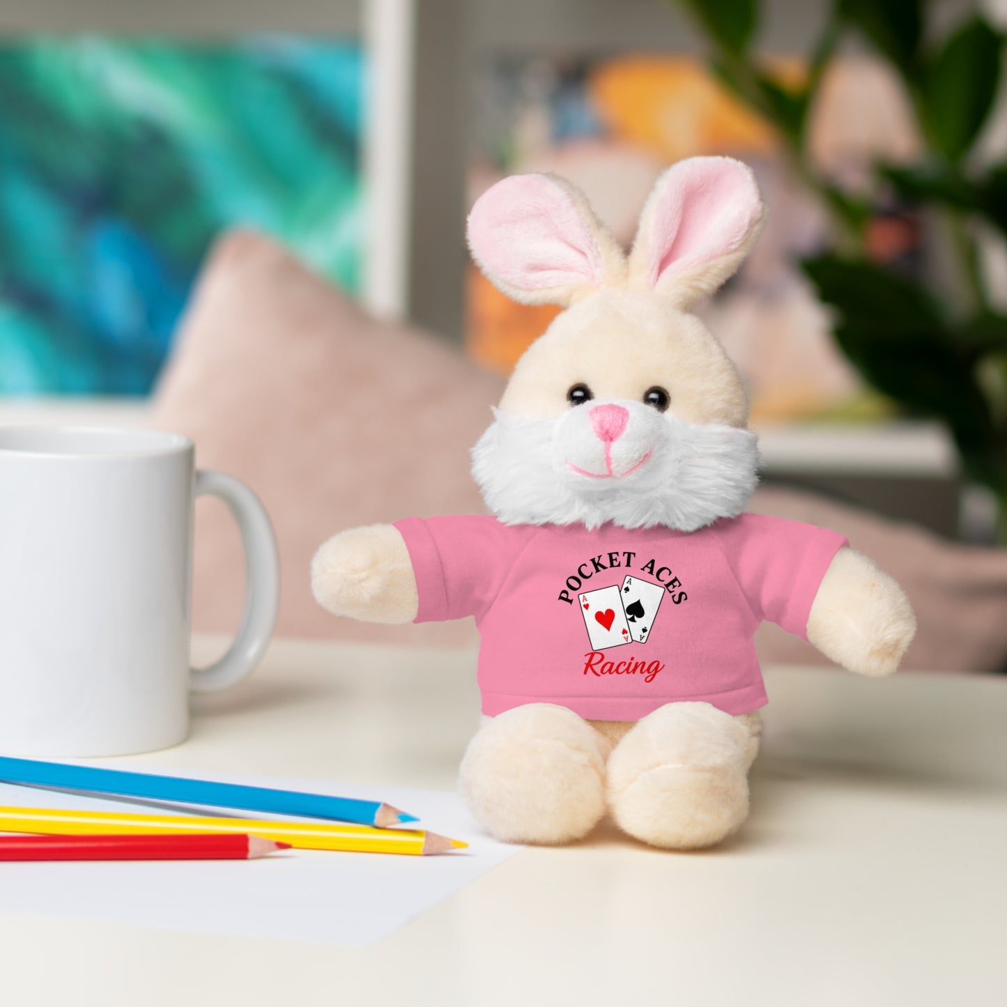 Stuffed Animals with Cards & Text logo Tee