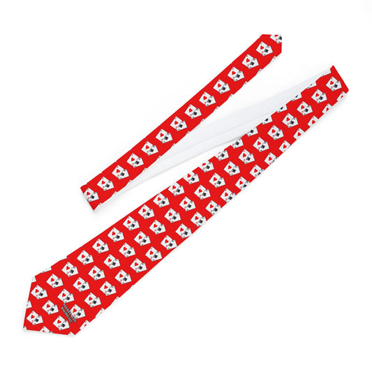 Necktie - Cards pattern + Text over PAR Red