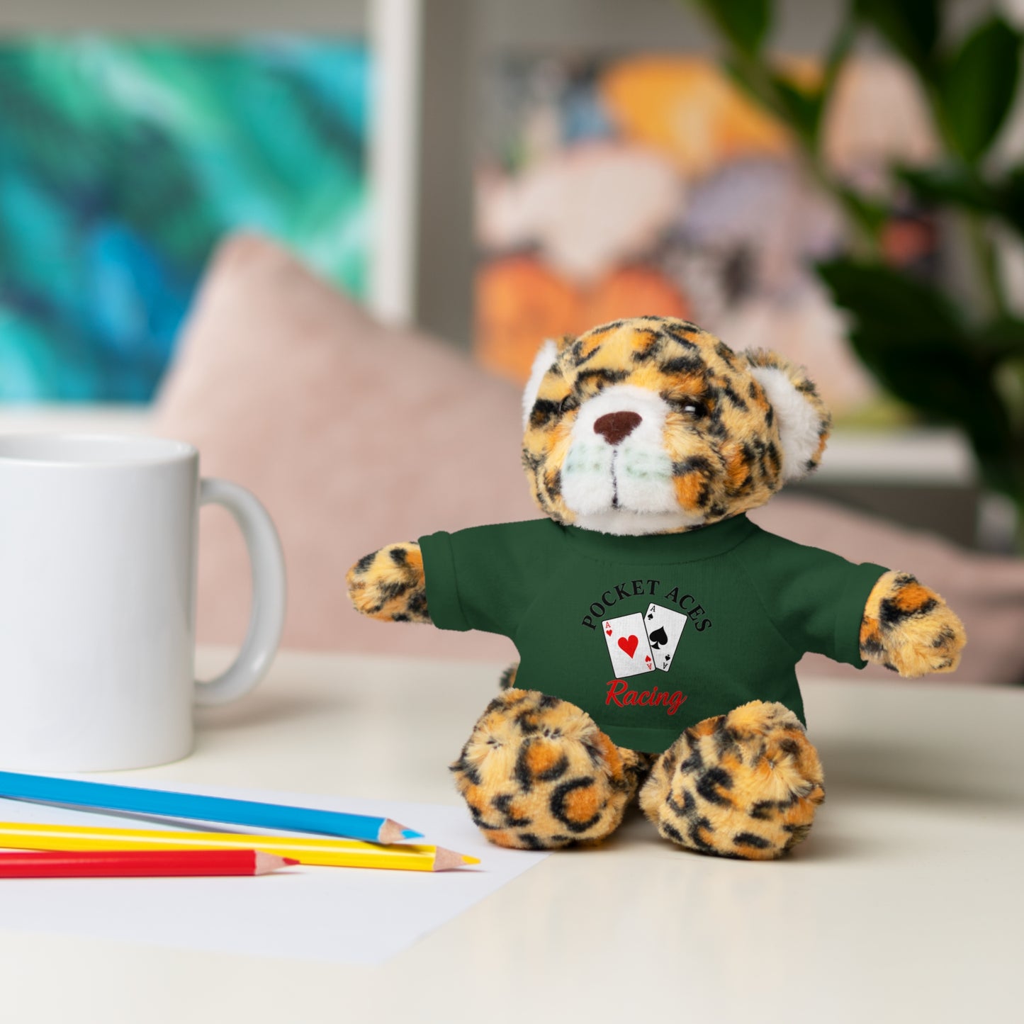 Stuffed Animals with Cards & Text logo Tee
