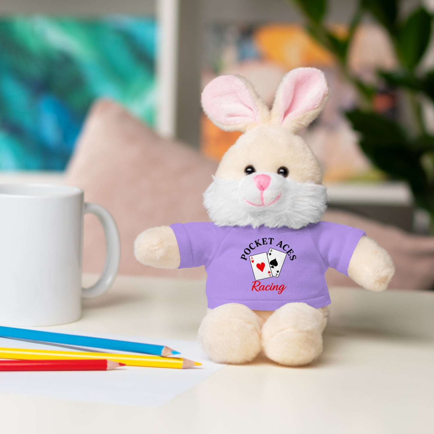 Stuffed Animals with Cards & Text logo Tee