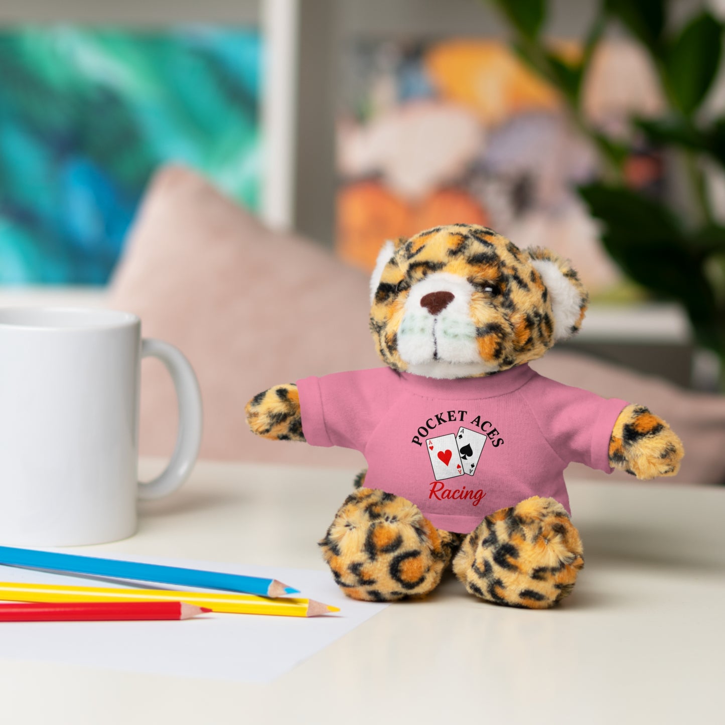 Stuffed Animals with Cards & Text logo Tee