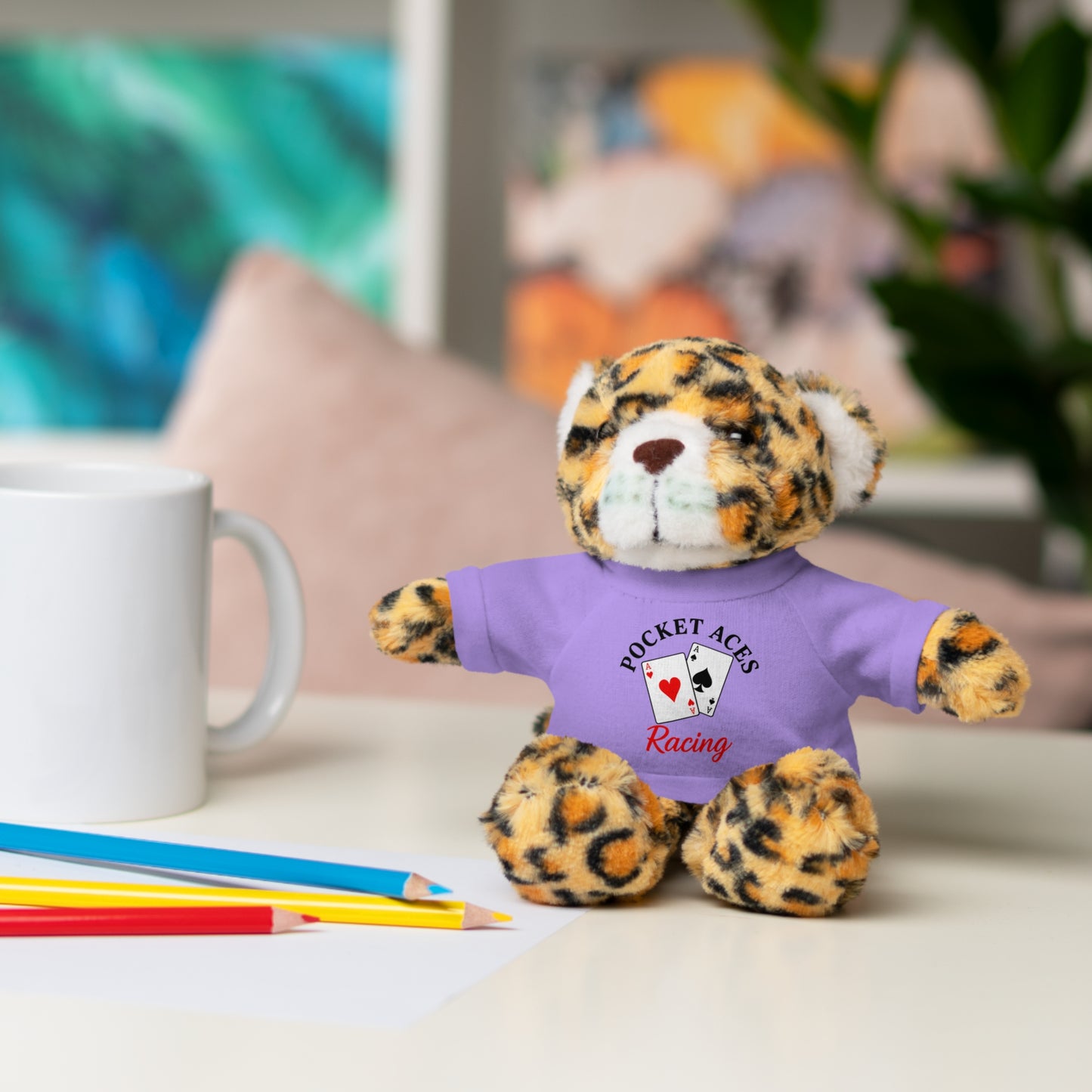 Stuffed Animals with Cards & Text logo Tee