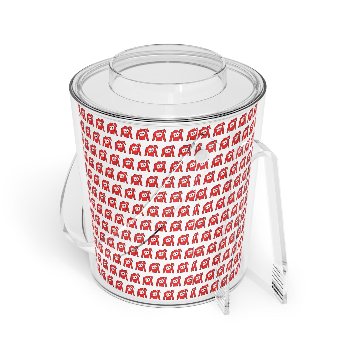 Ice Bucket with Tongs - Silks pattern over white