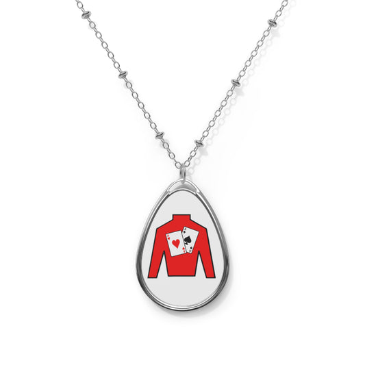 Stylish Oval Necklace - Silks logo over white