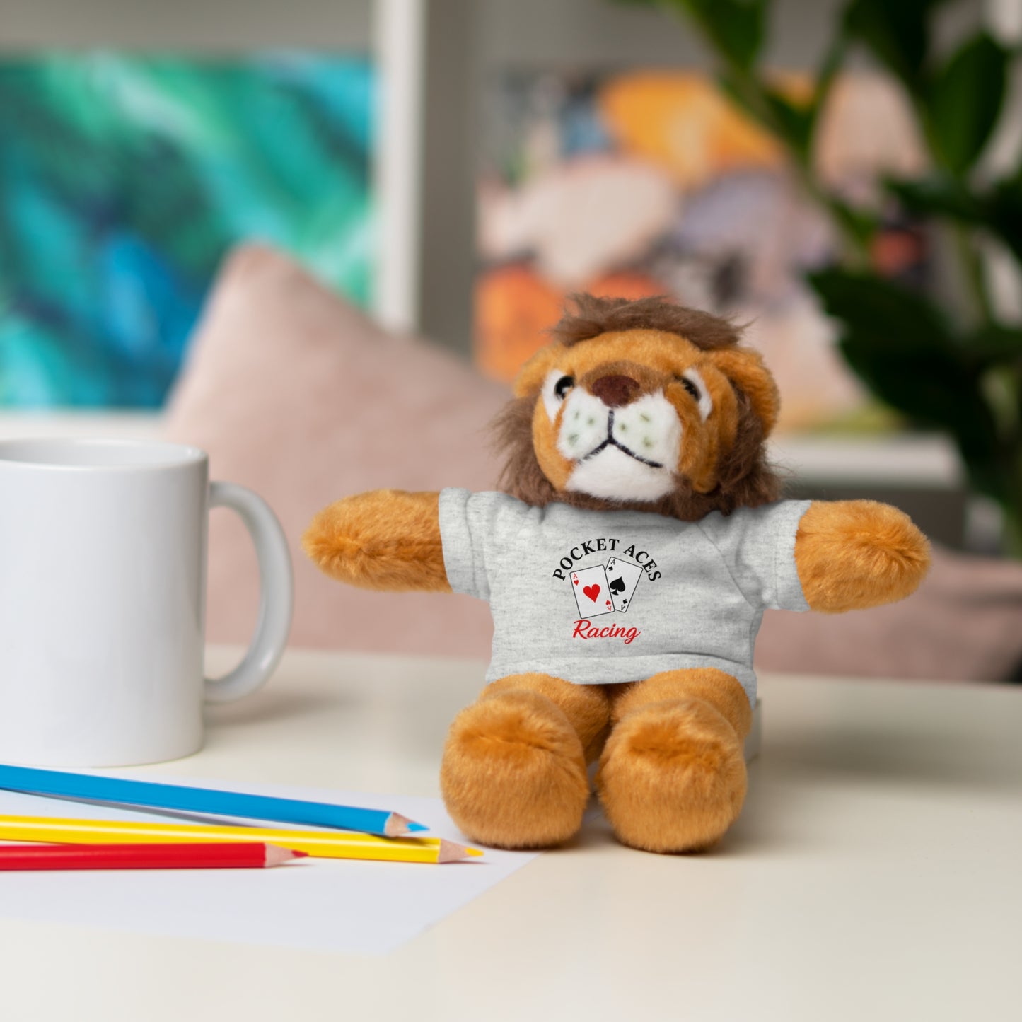 Stuffed Animals with Cards & Text logo Tee