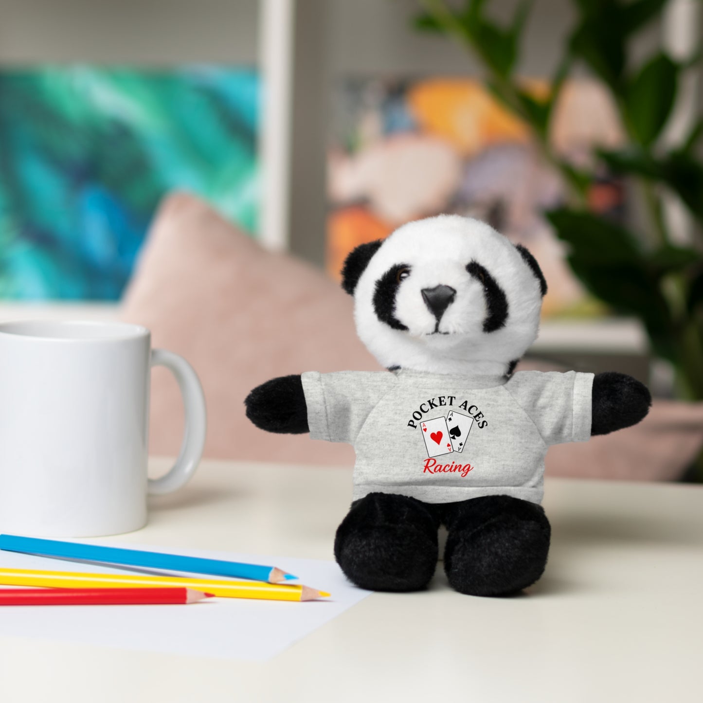 Stuffed Animals with Cards & Text logo Tee