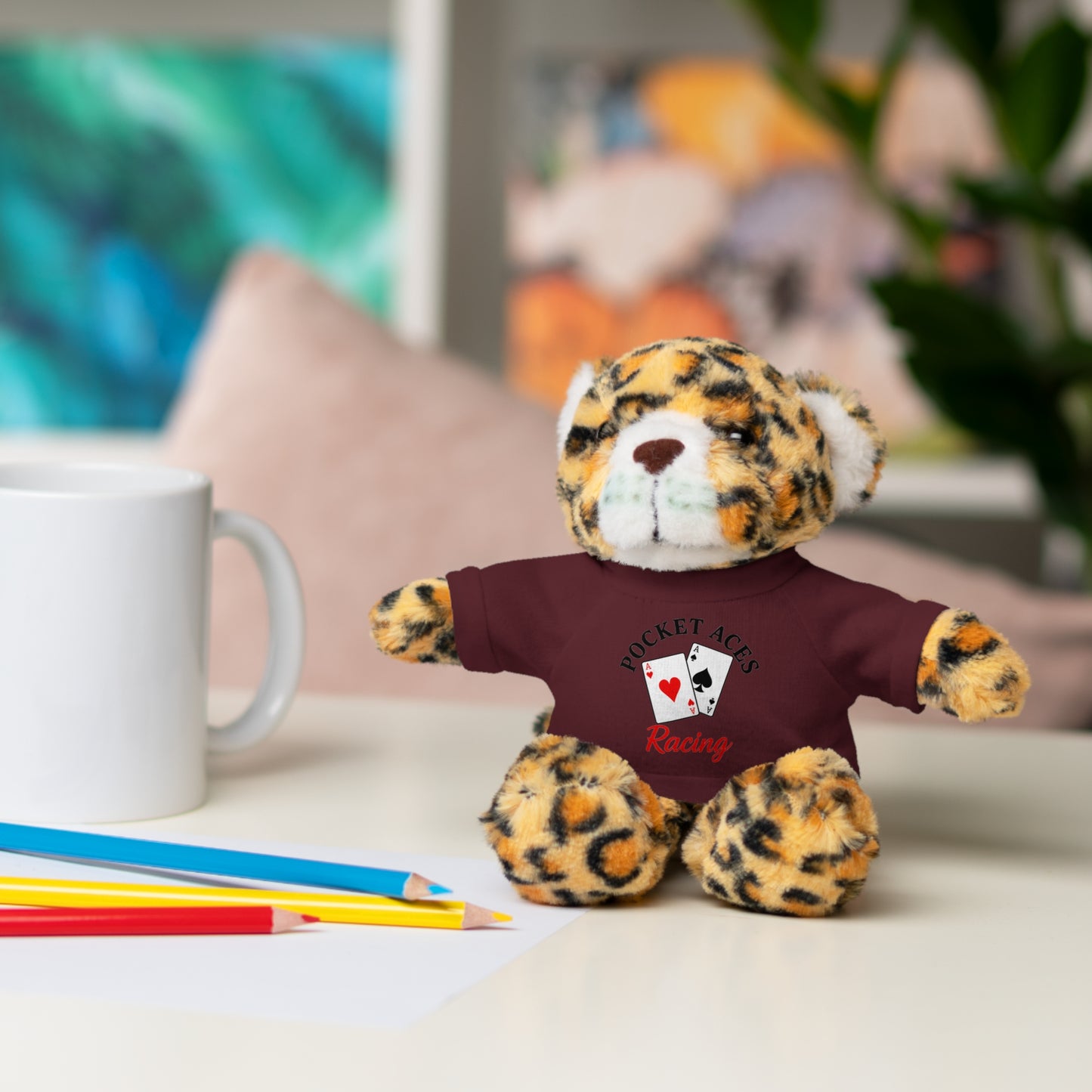 Stuffed Animals with Cards & Text logo Tee