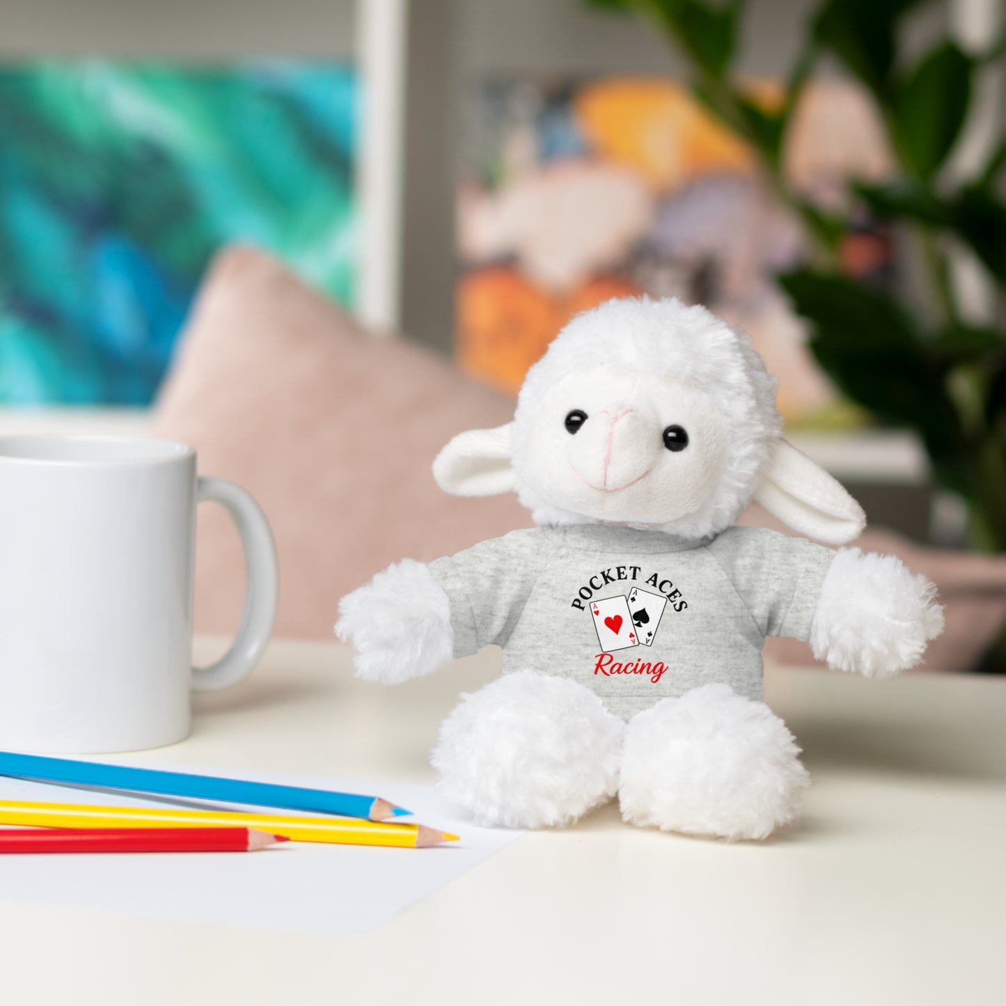 Stuffed Animals with Cards & Text logo Tee