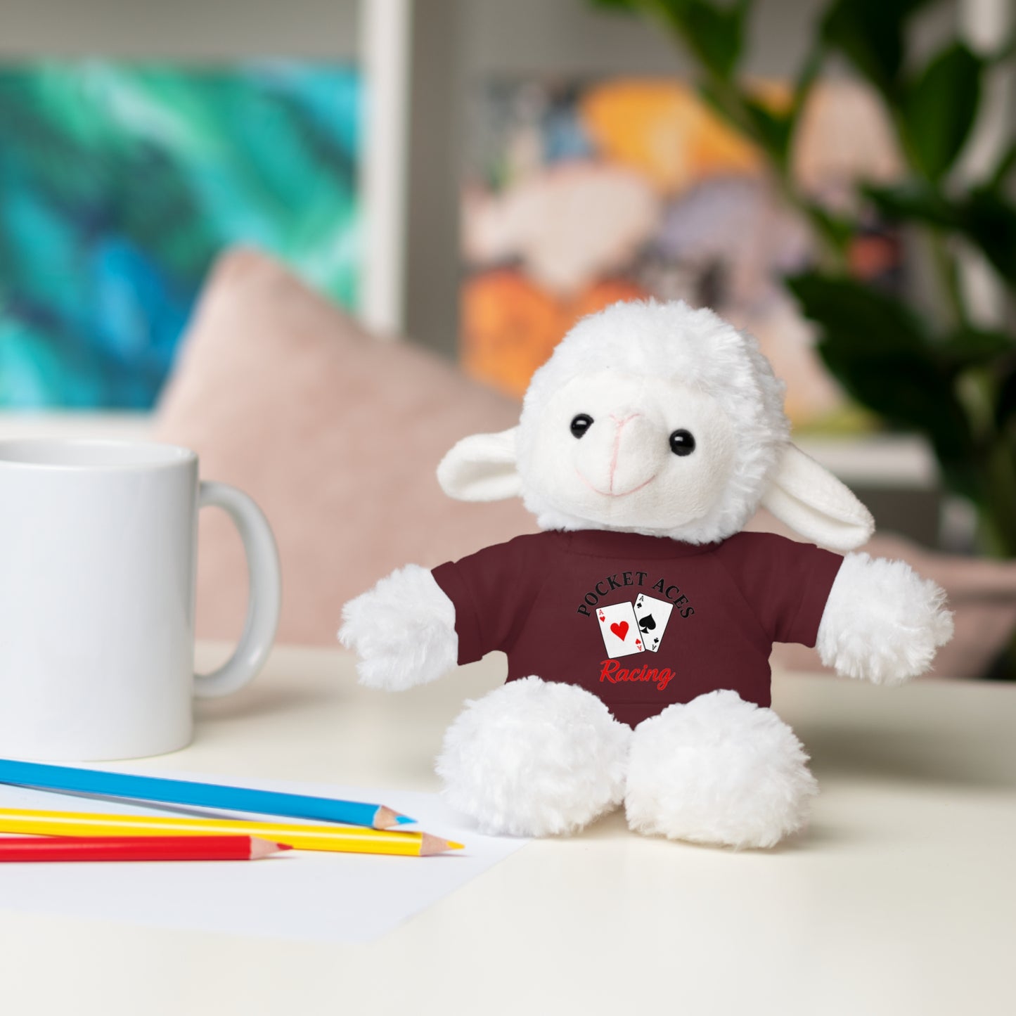 Stuffed Animals with Cards & Text logo Tee