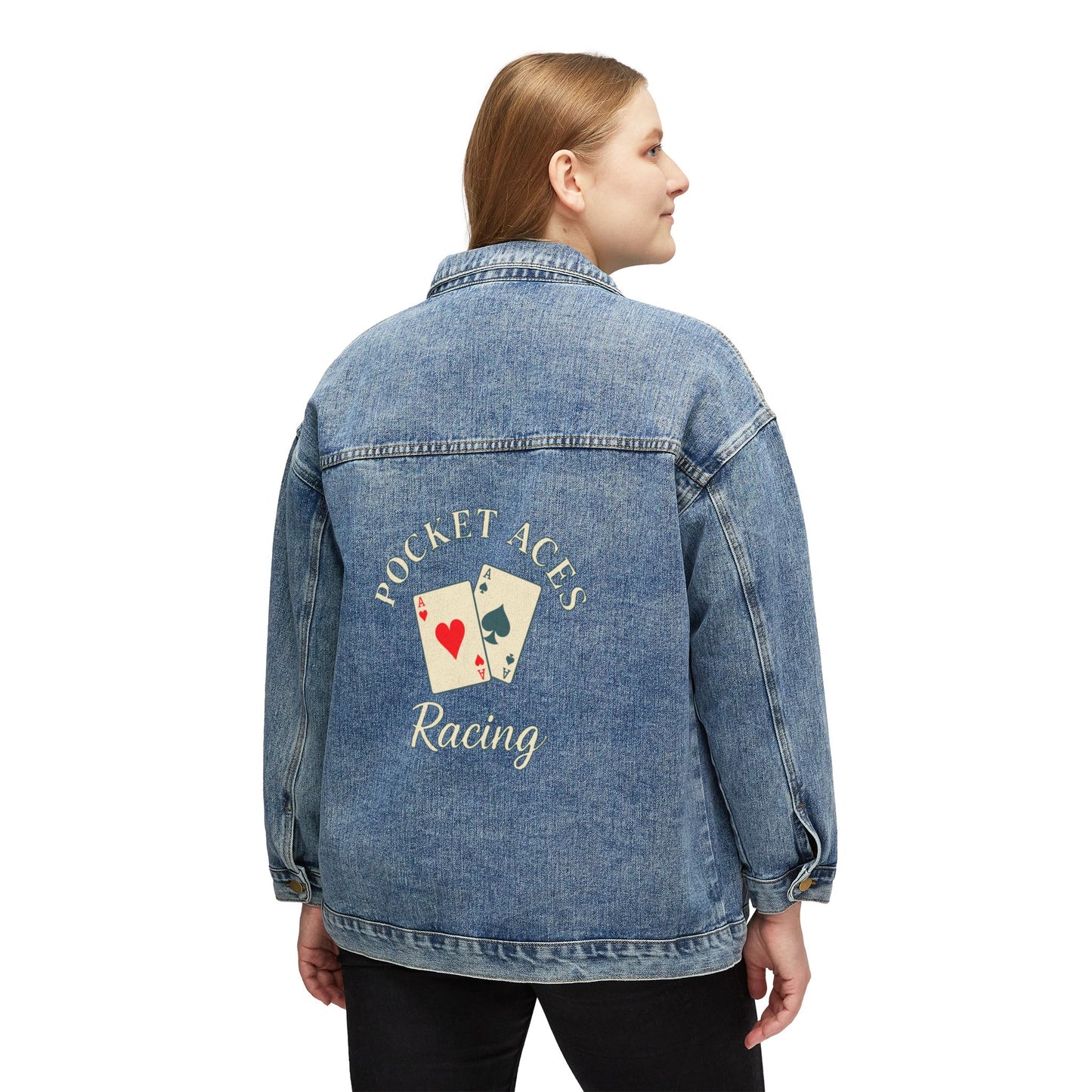 Women's Denim Jacket - Antique Aces & Text logo