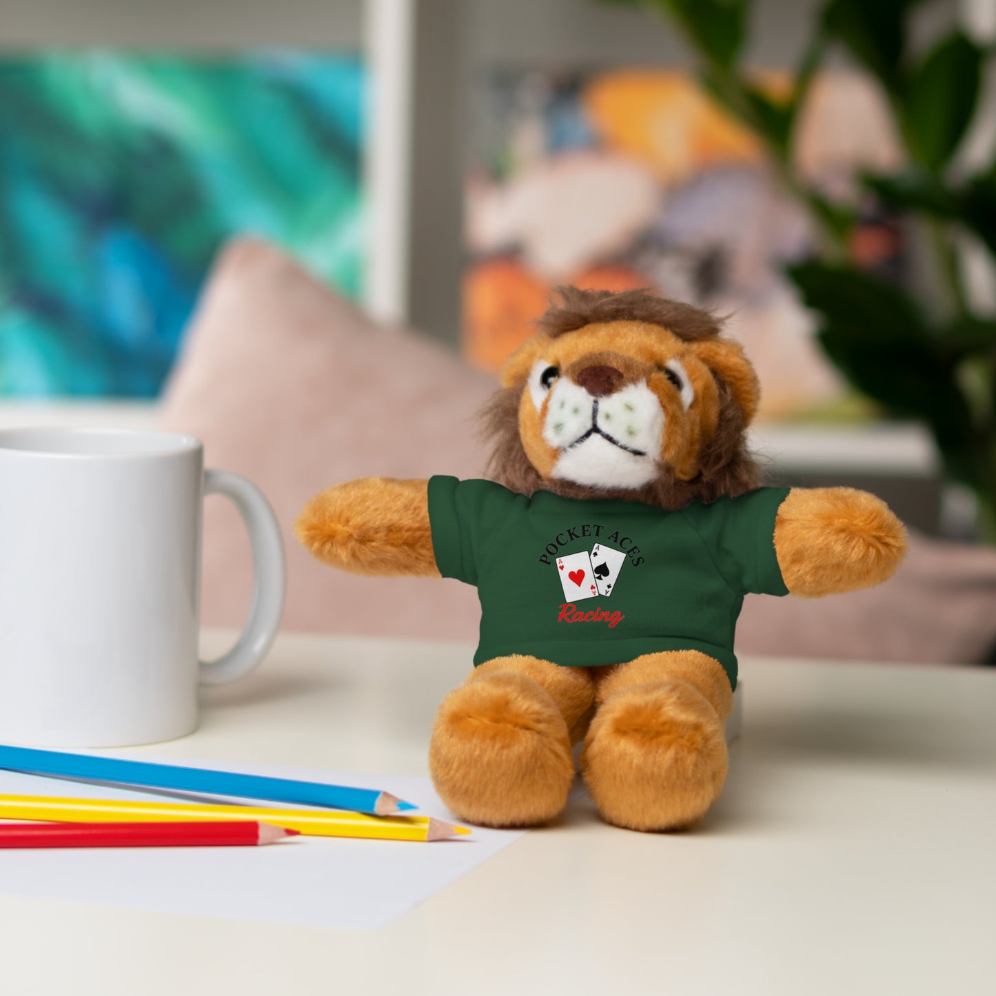 Stuffed Animals with Cards & Text logo Tee
