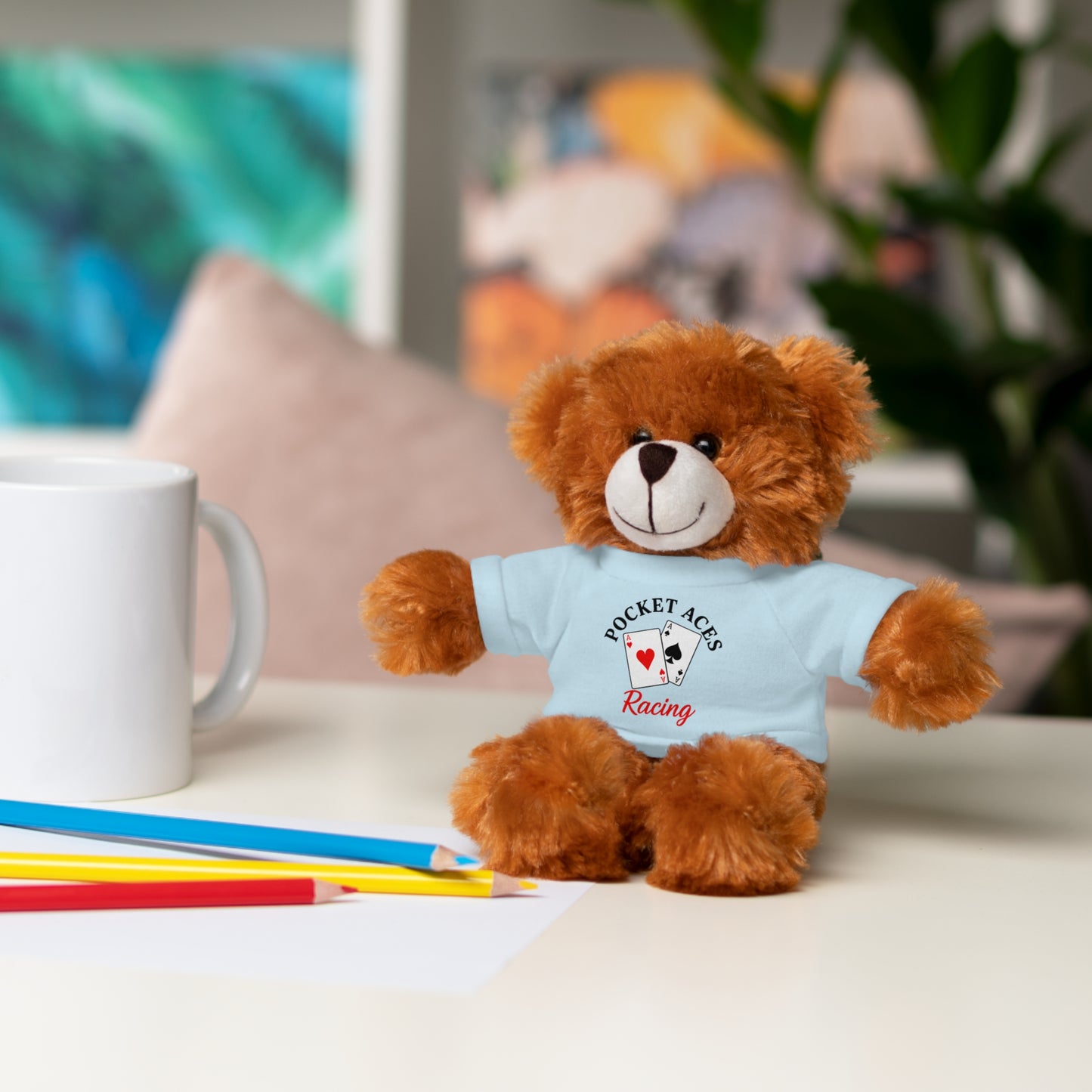 Stuffed Animals with Cards & Text logo Tee