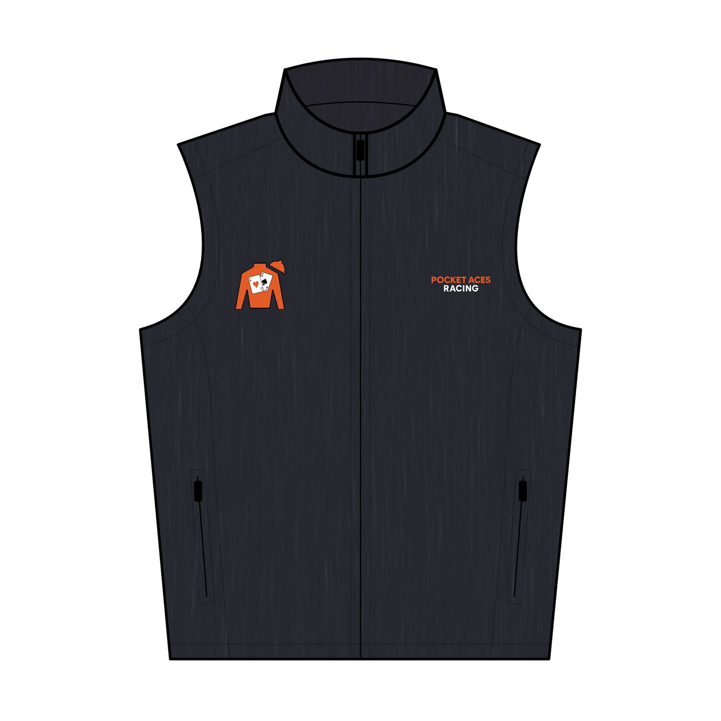 Men’s Core Soft Shell Vest (Embroidery) - Silks logo + Finish Line Modern text