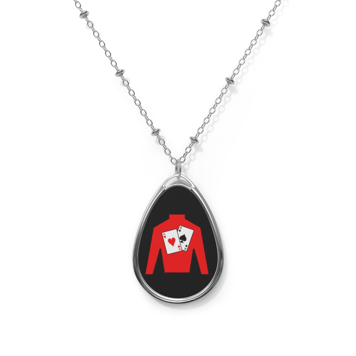 Oval Necklace - Silks logo over black