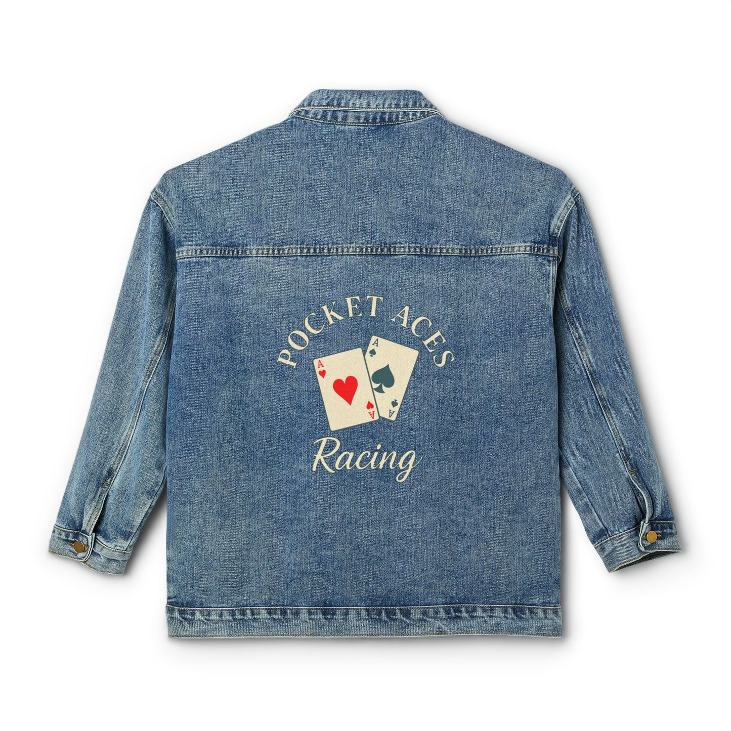 Women's Denim Jacket - Antique Aces & Text logo