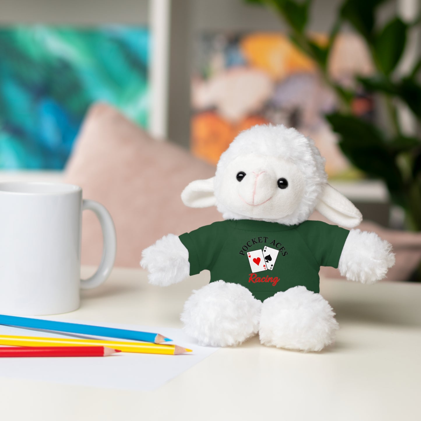 Stuffed Animals with Cards & Text logo Tee