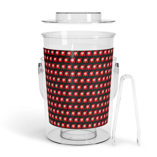 Ice Bucket with Tongs - Silks pattern over black