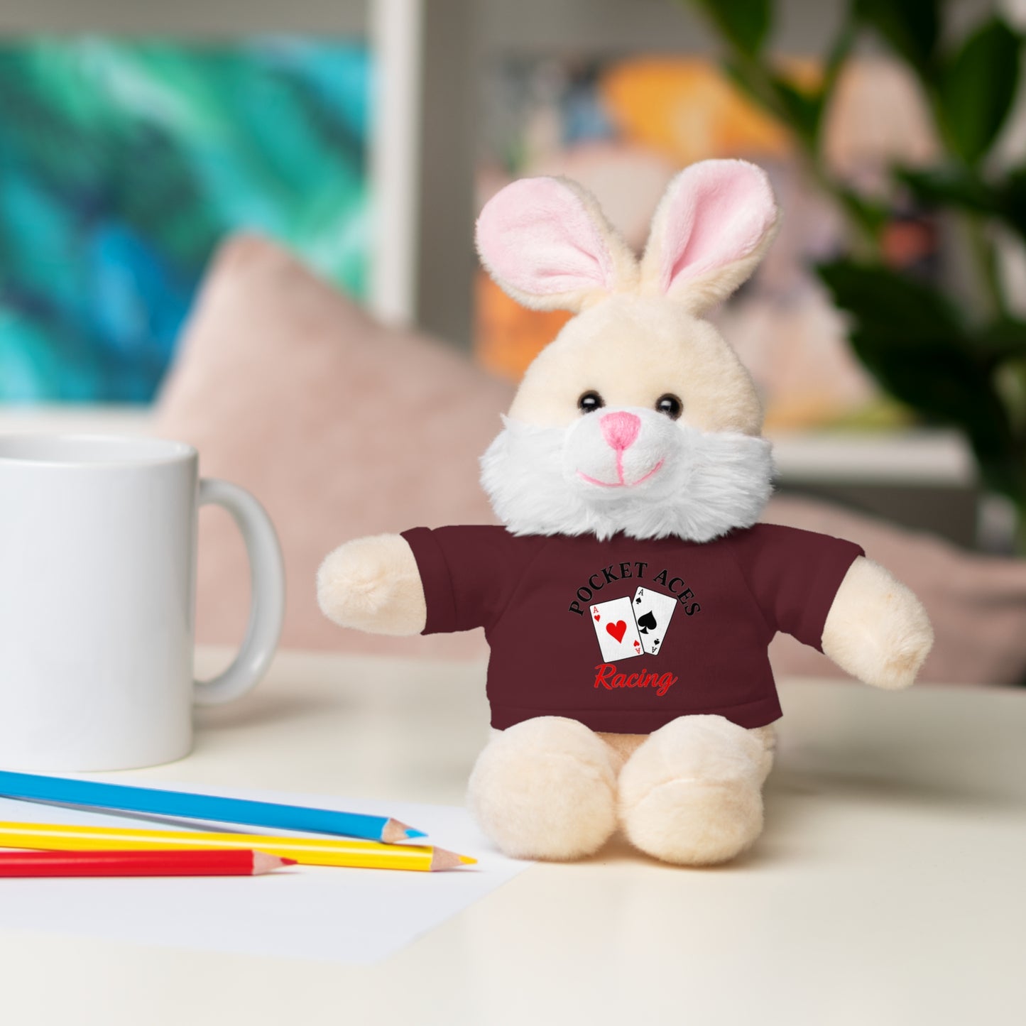 Stuffed Animals with Cards & Text logo Tee