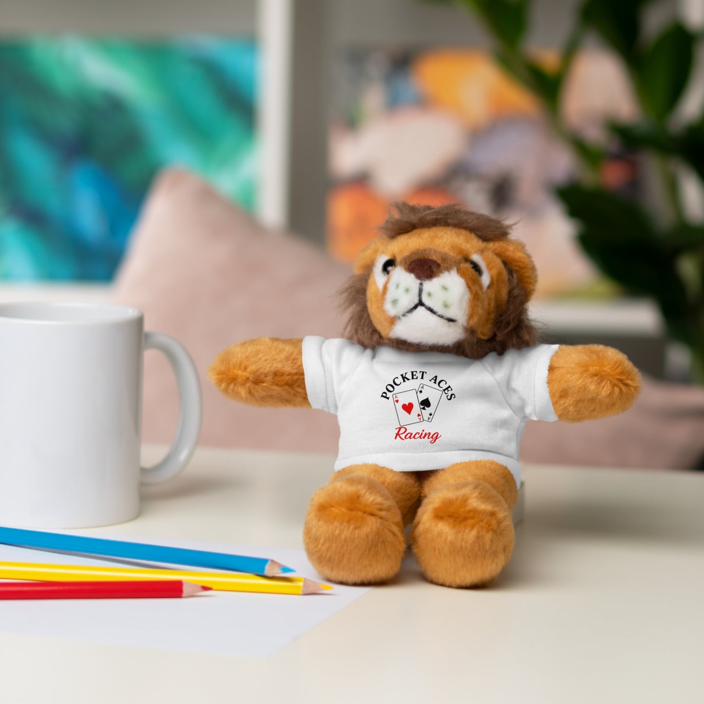 Stuffed Animals with Cards & Text logo Tee