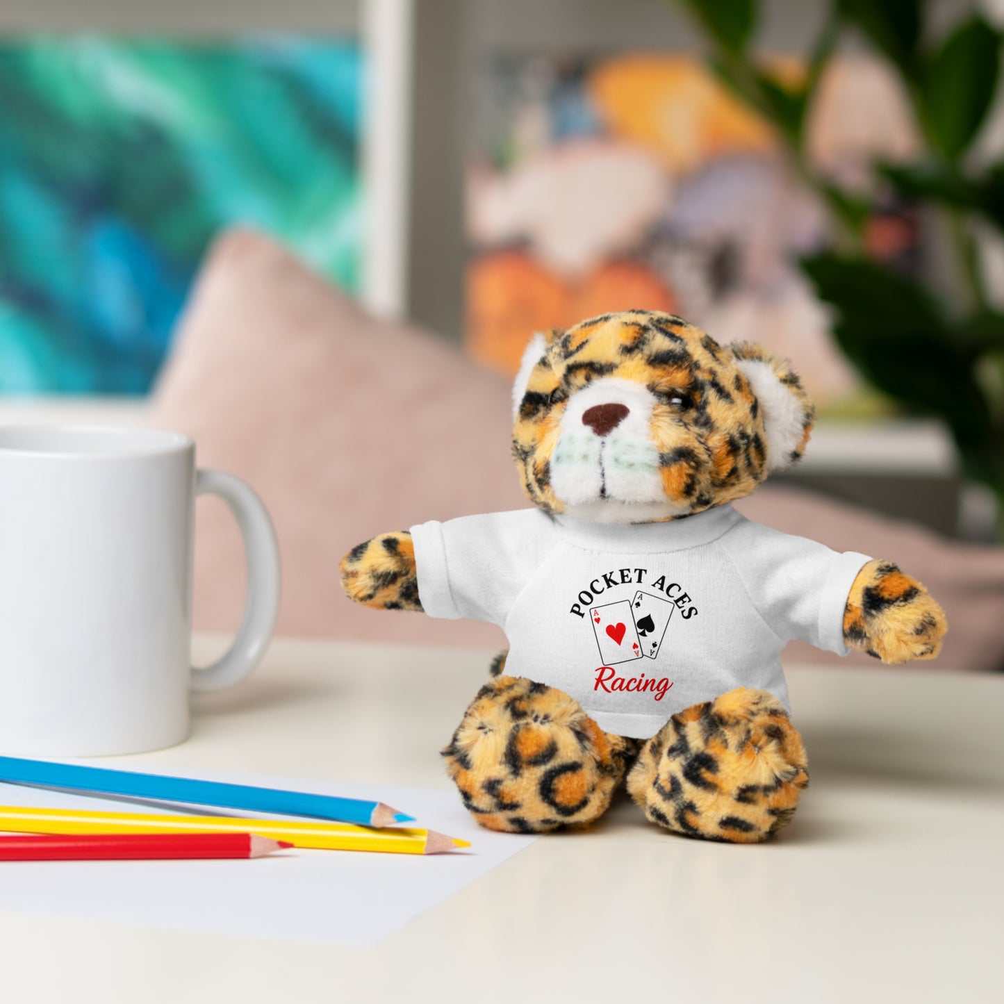 Stuffed Animals with Cards & Text logo Tee