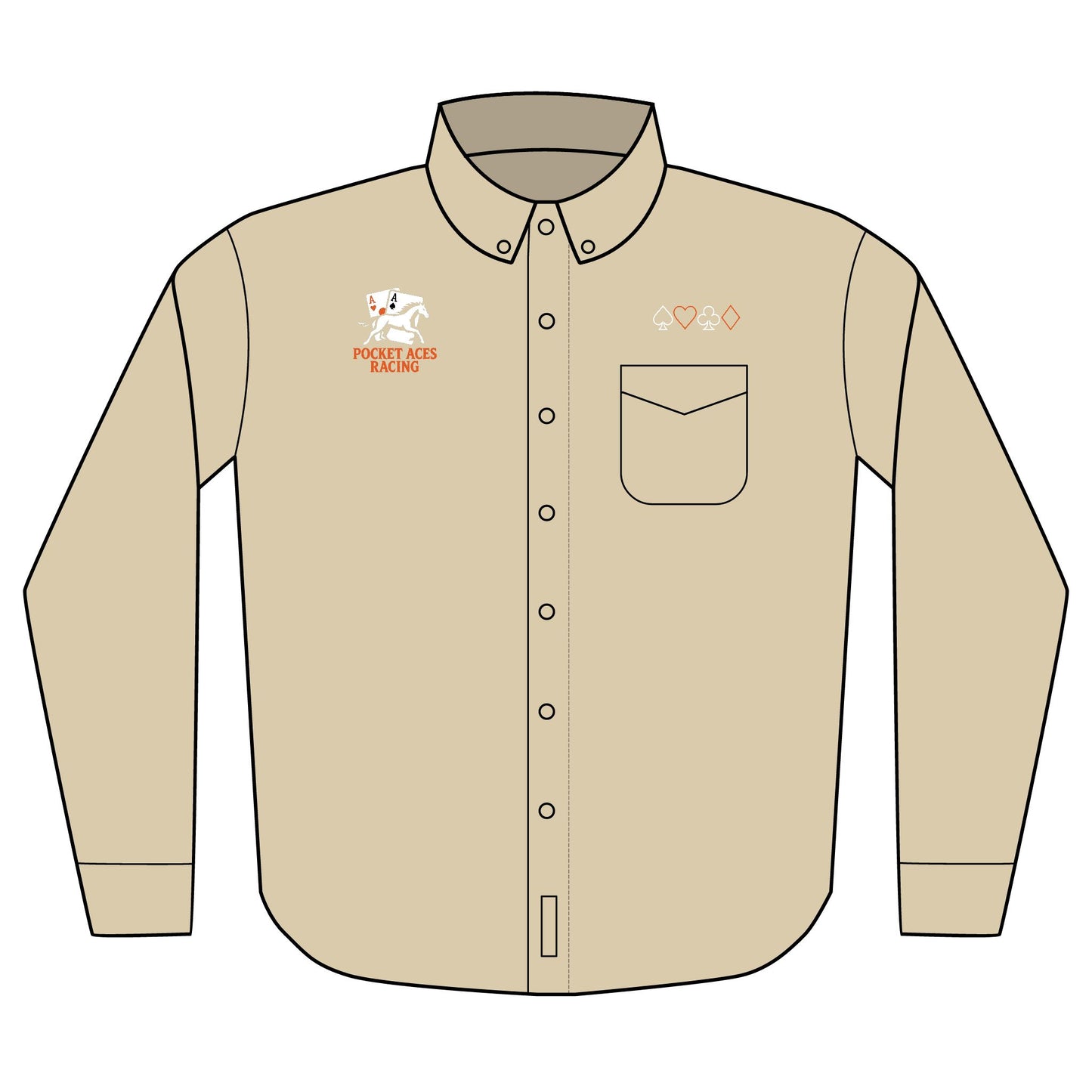 Port Authority® Unisex Long Sleeve Shirt (Embroidery) - Aces On The Rail + Full Suit Silhouette above pocket
