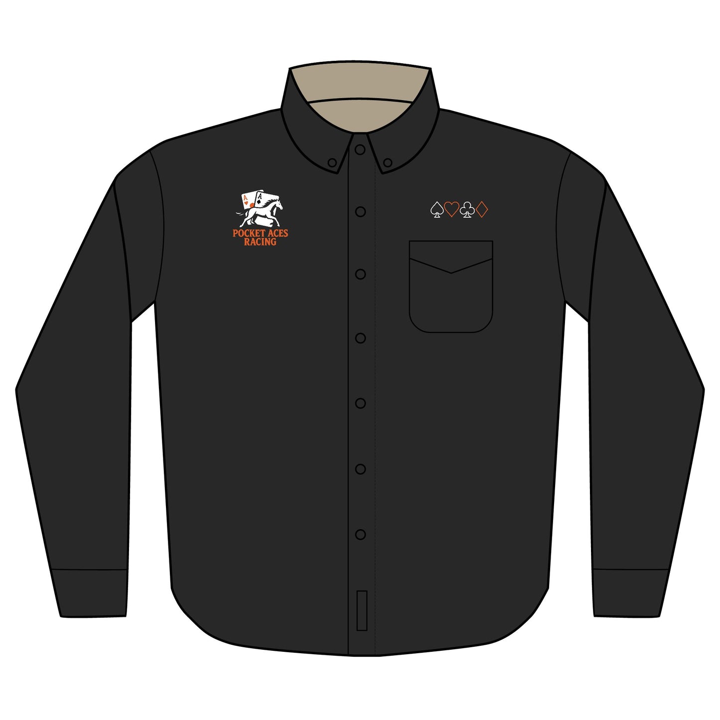 Port Authority® Unisex Long Sleeve Shirt (Embroidery) - Aces On The Rail + Full Suit Silhouette above pocket