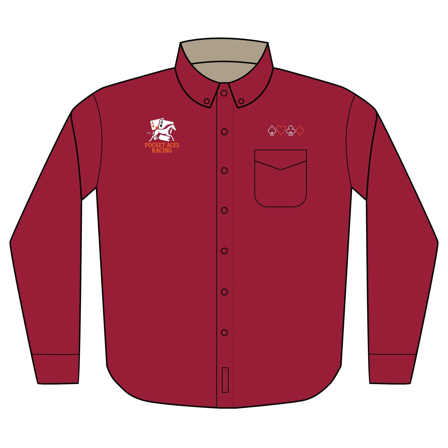 Port Authority® Unisex Long Sleeve Shirt (Embroidery) - Aces On The Rail + Full Suit Silhouette above pocket