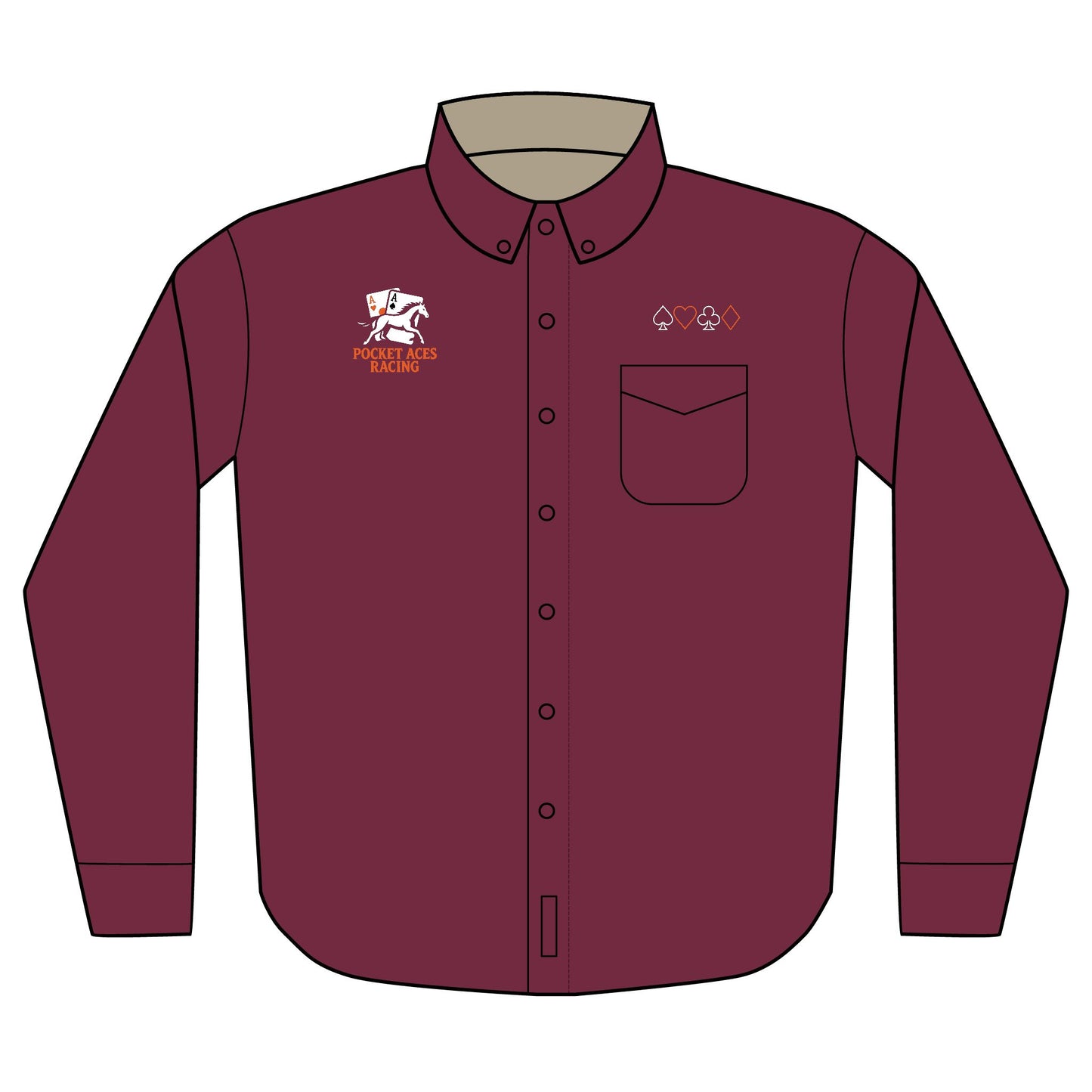 Port Authority® Unisex Long Sleeve Shirt (Embroidery) - Aces On The Rail + Full Suit Silhouette above pocket