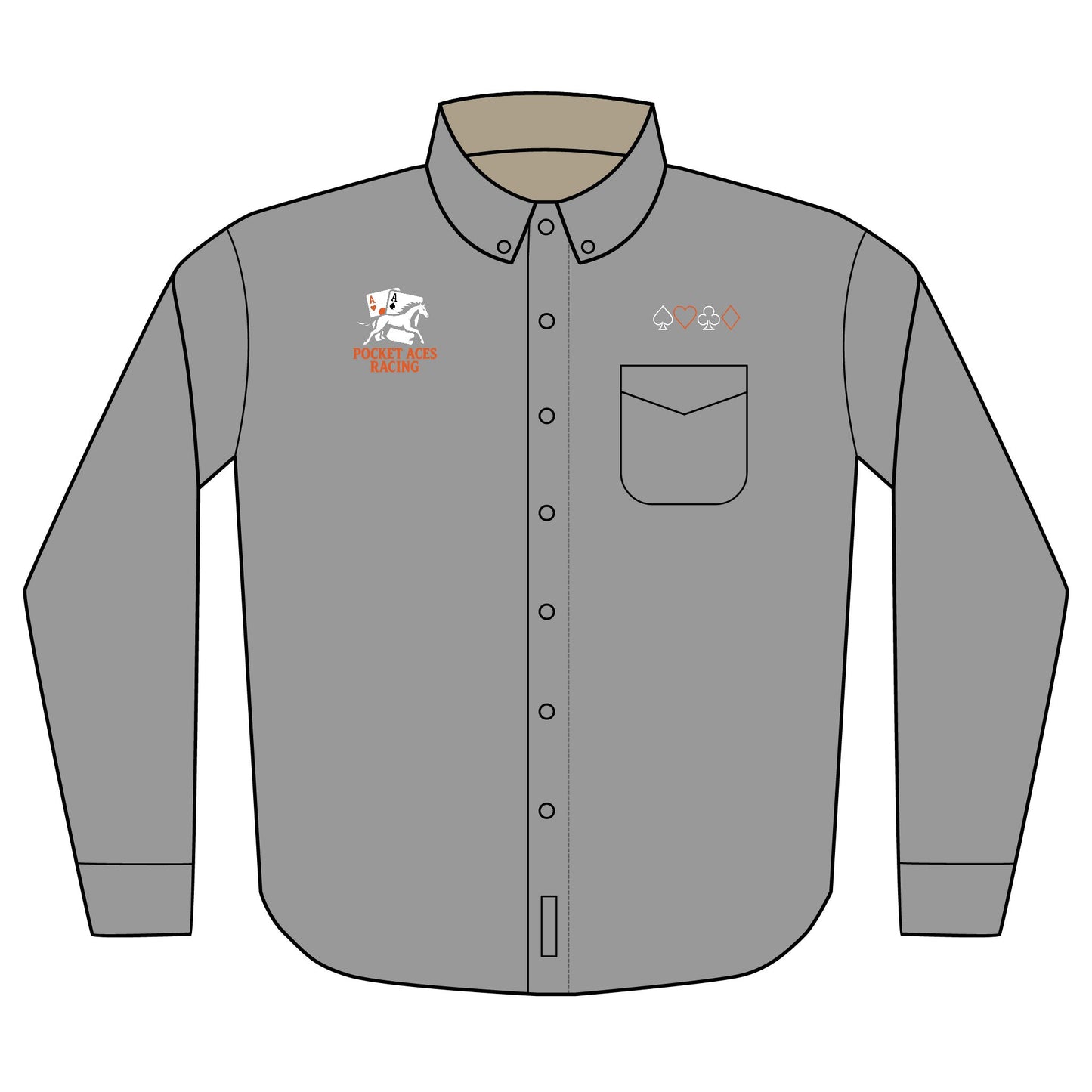 Port Authority® Unisex Long Sleeve Shirt (Embroidery) - Aces On The Rail + Full Suit Silhouette above pocket