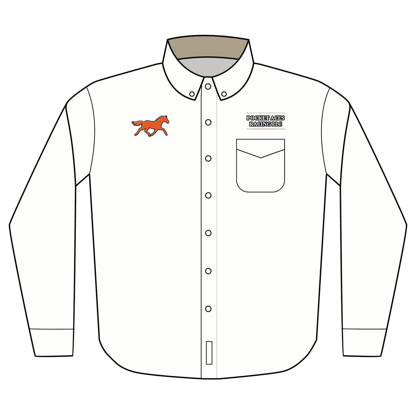 Port Authority® Unisex Long Sleeve Shirt (Embroidery) - Red Horse logo + Company Text above pocket