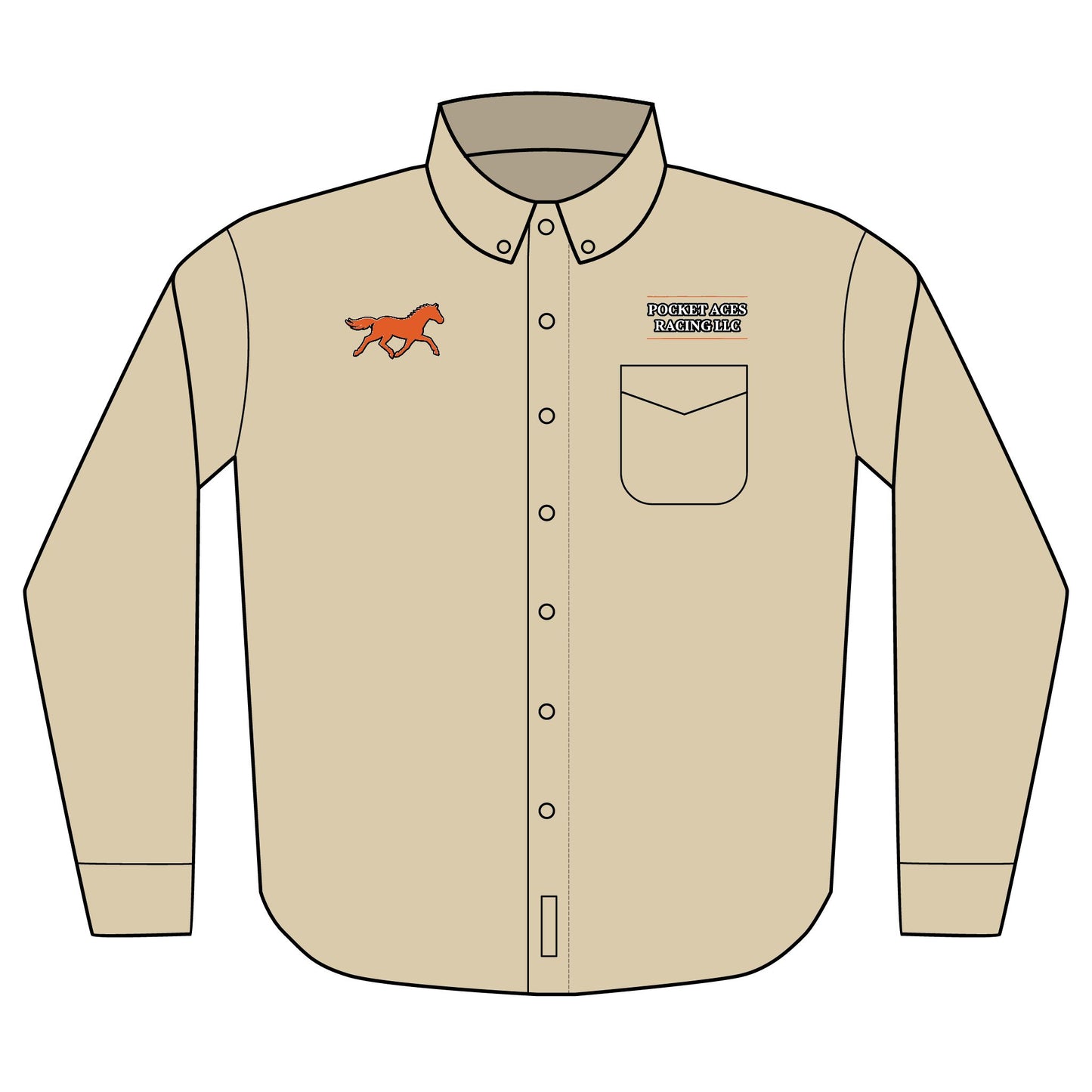 Port Authority® Unisex Long Sleeve Shirt (Embroidery) - Red Horse logo + Company Text above pocket