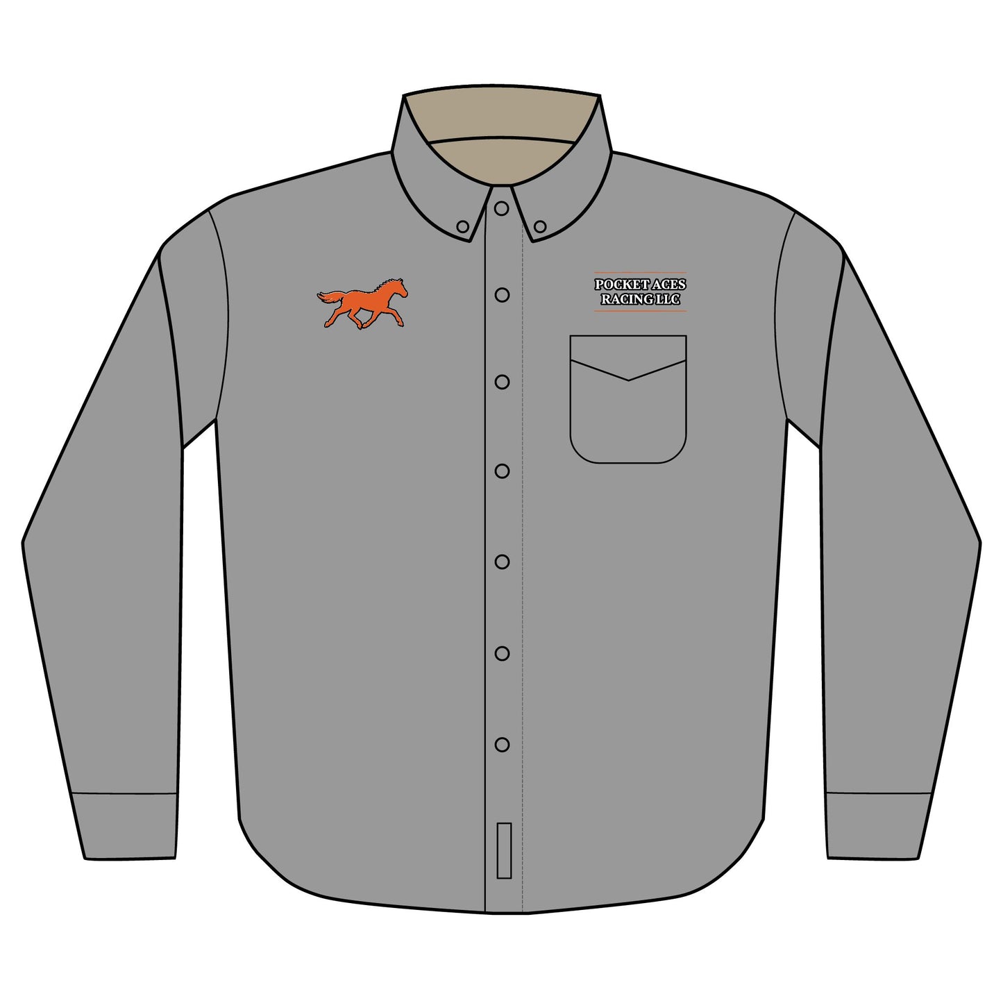 Port Authority® Unisex Long Sleeve Shirt (Embroidery) - Red Horse logo + Company Text above pocket
