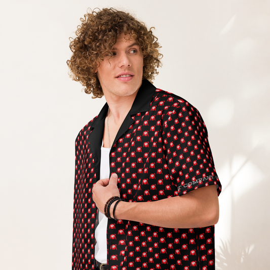 Unisex button shirt - Silks logo pattern over black